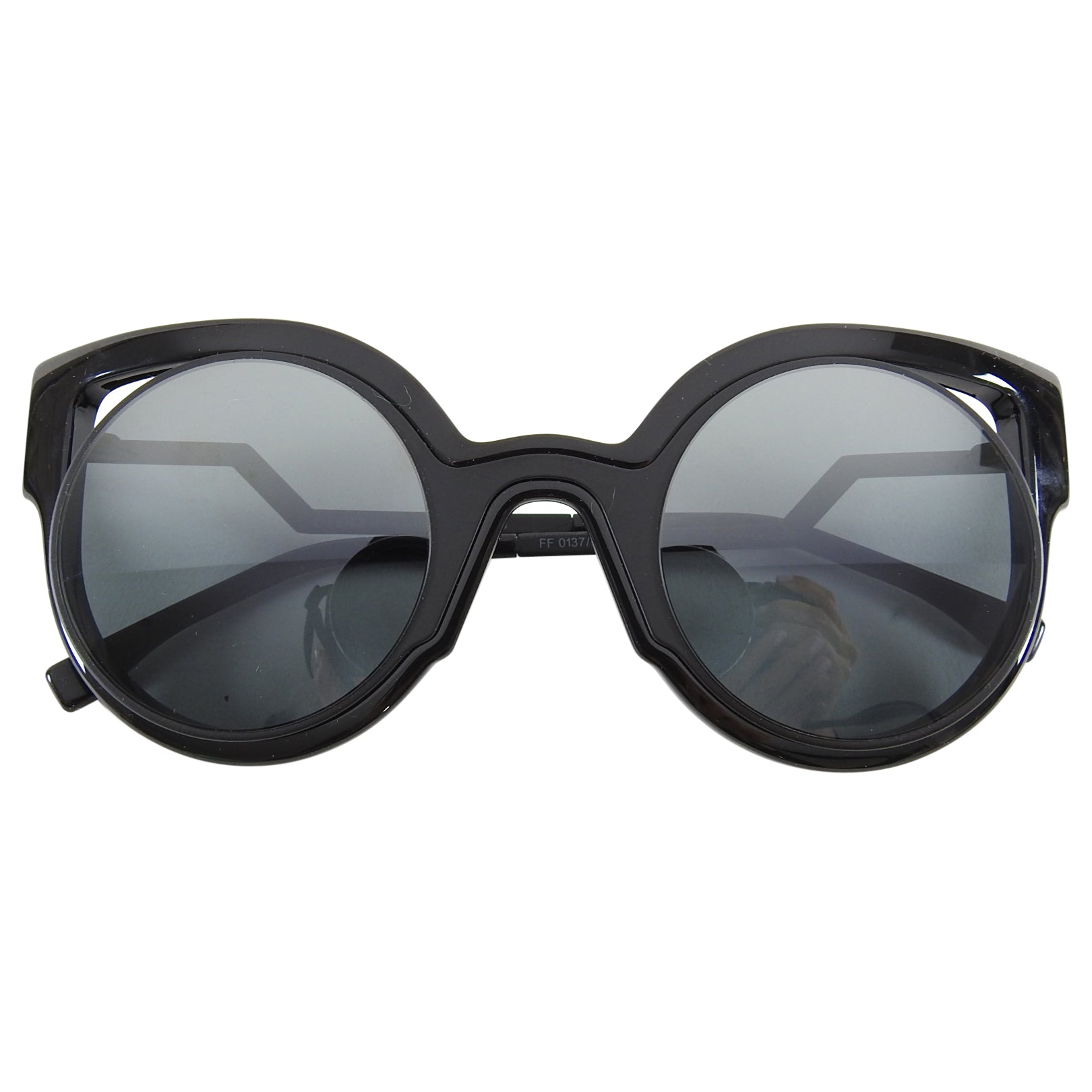 Fendi FF0137S Black Round Cut Out Sunglasses for Women - Fall 2015 Fashion Sunglasses for Outdoor, Driving & Beach Vacation