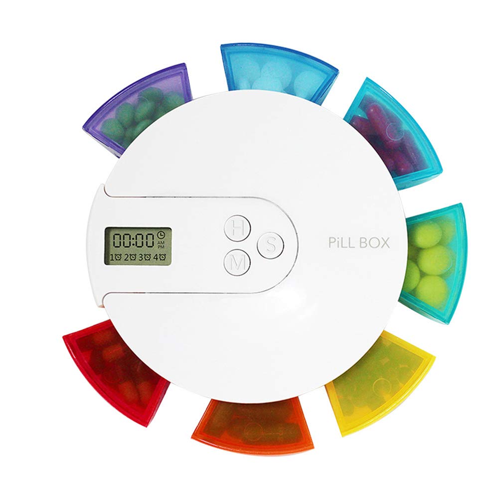 Dr. Lefran 7-Day Rainbow Pill Organizer with Intelligent Timer - Portable Travel Pill Box for Vitamins, Supplements & Medication - Perfect for Daily Use, Travel & Elderly Care