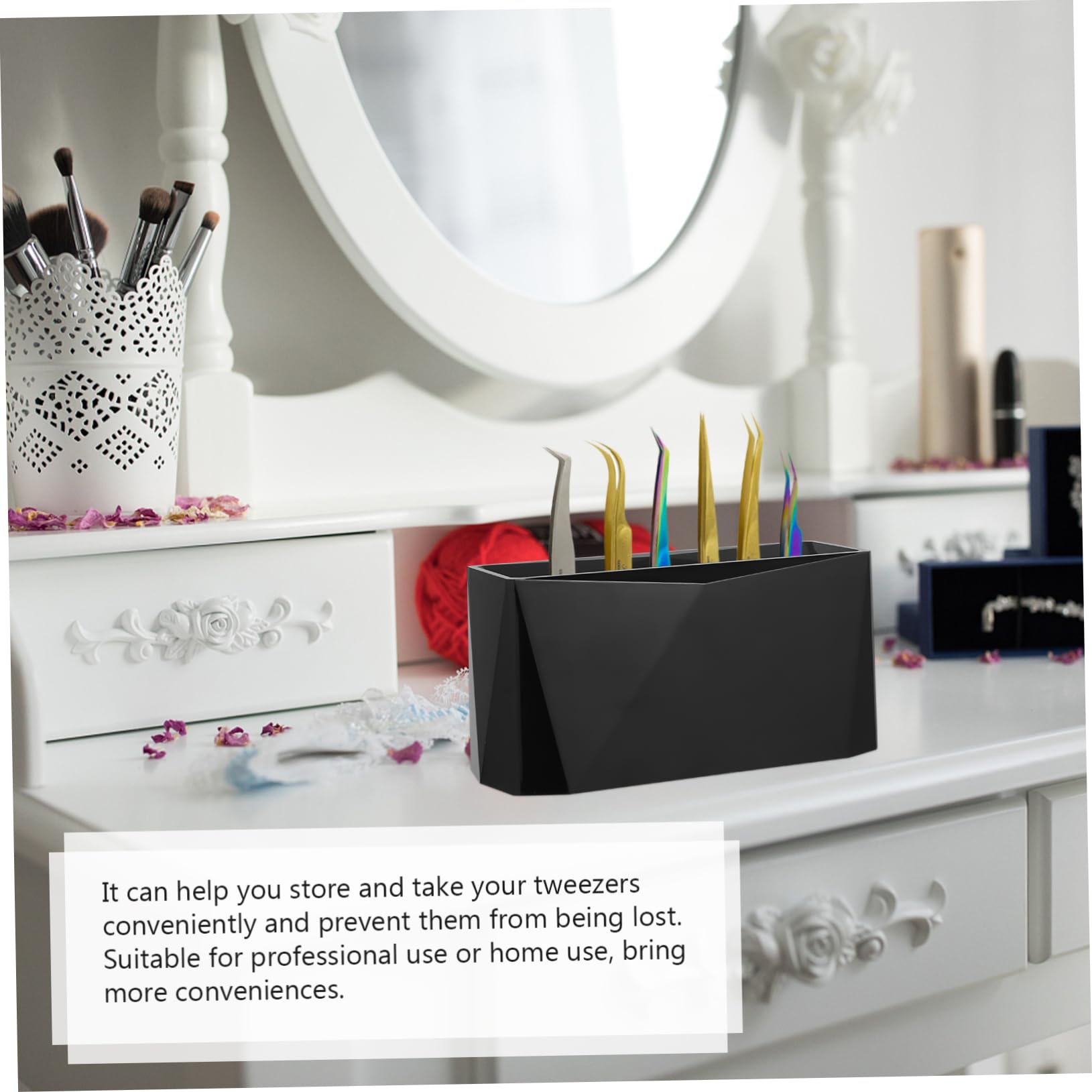 6-Piece Eyelash Extension Tweezers Stand - Black Plastic Lash Tool Organizer & Storage Rack for Salon, Beauty Professionals - Perfect for Eyelash Extension Kits, Makeup Tools Organization
