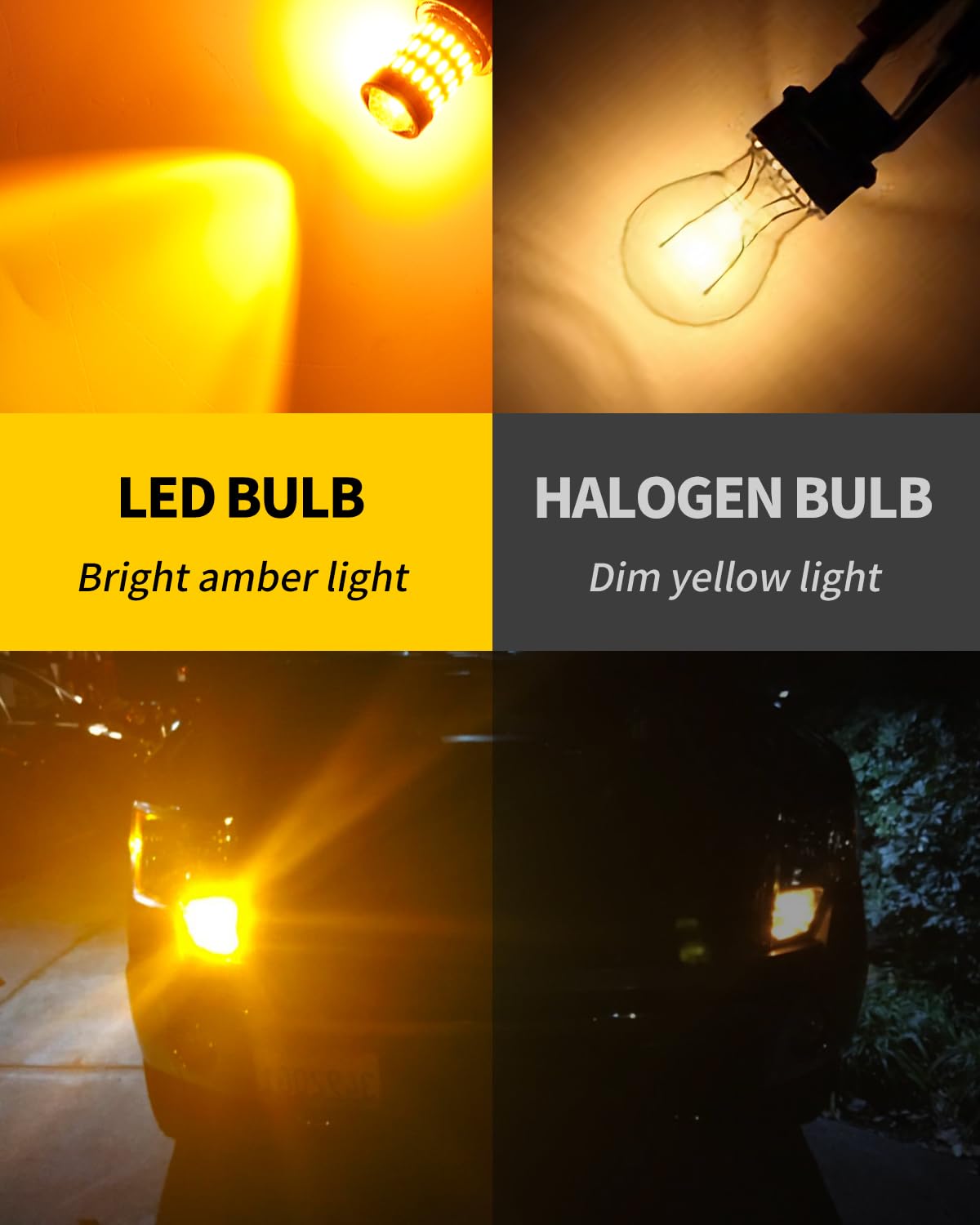 Amber Yellow 7443 7444 7440 T20 LED Bulbs with Projector Blinker - Compatible with Toyota 4Runner 2014-2021 Front Turn Signal & 2010-2021 Rear Turn Signal Lights - Super Bright LED Replacement - Pack of 2 - Perfect for Night Driving and Enhanced Visibility