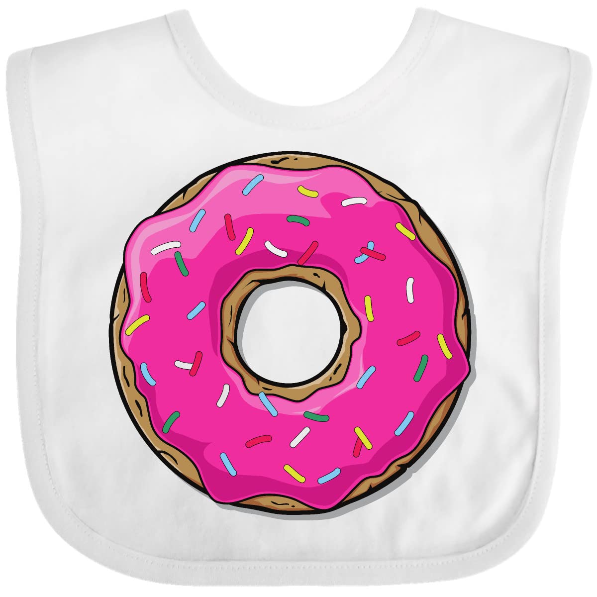 Inktastic Pink Donut with Sprinkles Baby Bib - Soft Cotton Drool Bib for Infants & Toddlers - Perfect for Feeding Time, Teething, and Messy Play