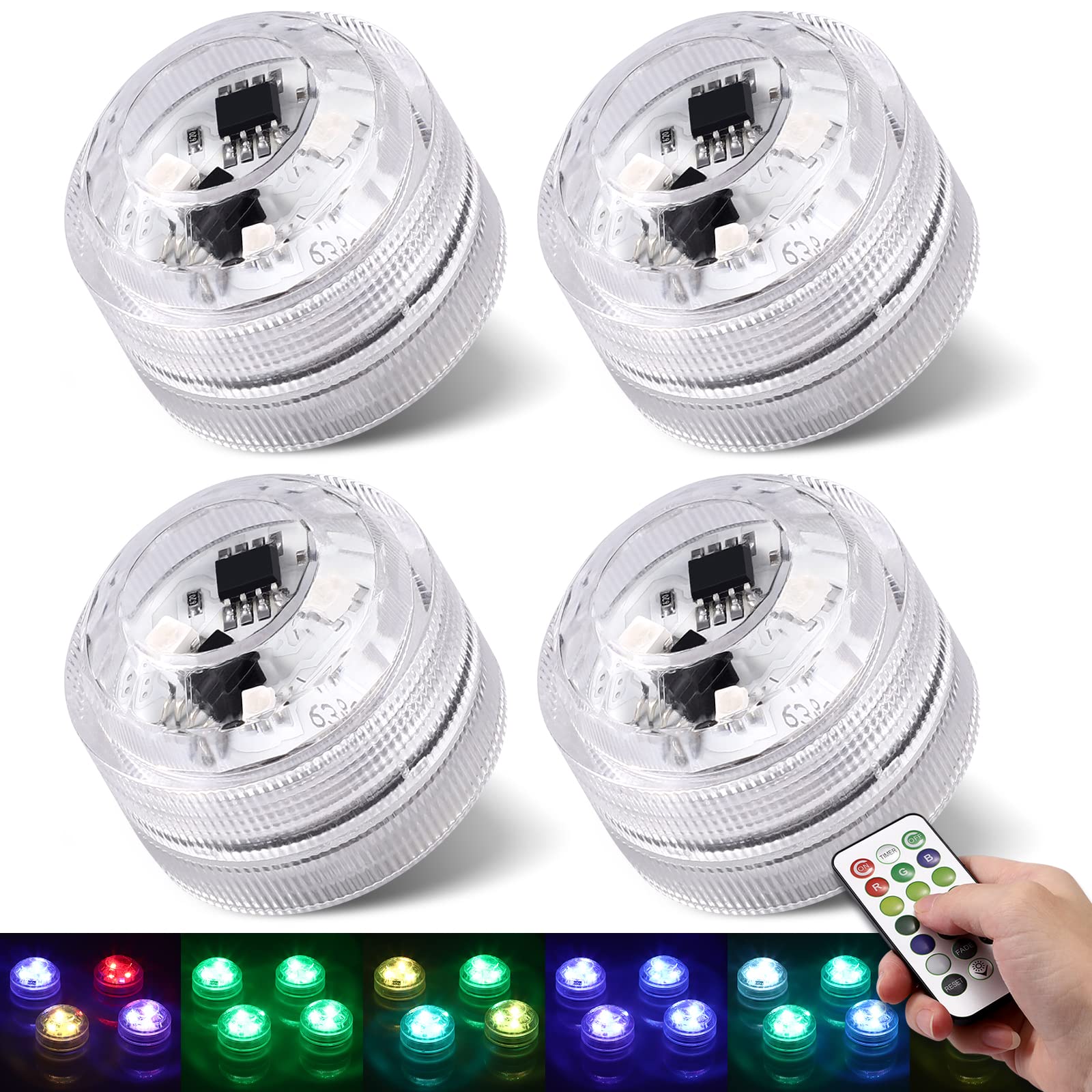 TOBWOLF 4PCS Waterproof LED Roller Skate Lights - Multi-Color Remote Controlled Underglow Lights for Skateboards, Scooters & Roller Skates | Perfect for Night Skating, Parties & Outdoor Adventures