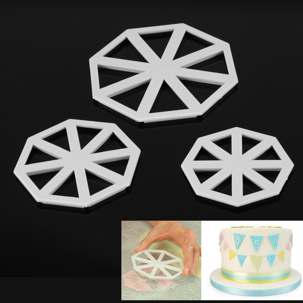3pcs Bunting Flag Cutters - Cake Decorating Mold & Chocolate Fondant Mould DIY Tool Set | Professional Baking Supplies for Beginners & Cake Lovers | Perfect for Birthday, Wedding, and Party Cake Decorations