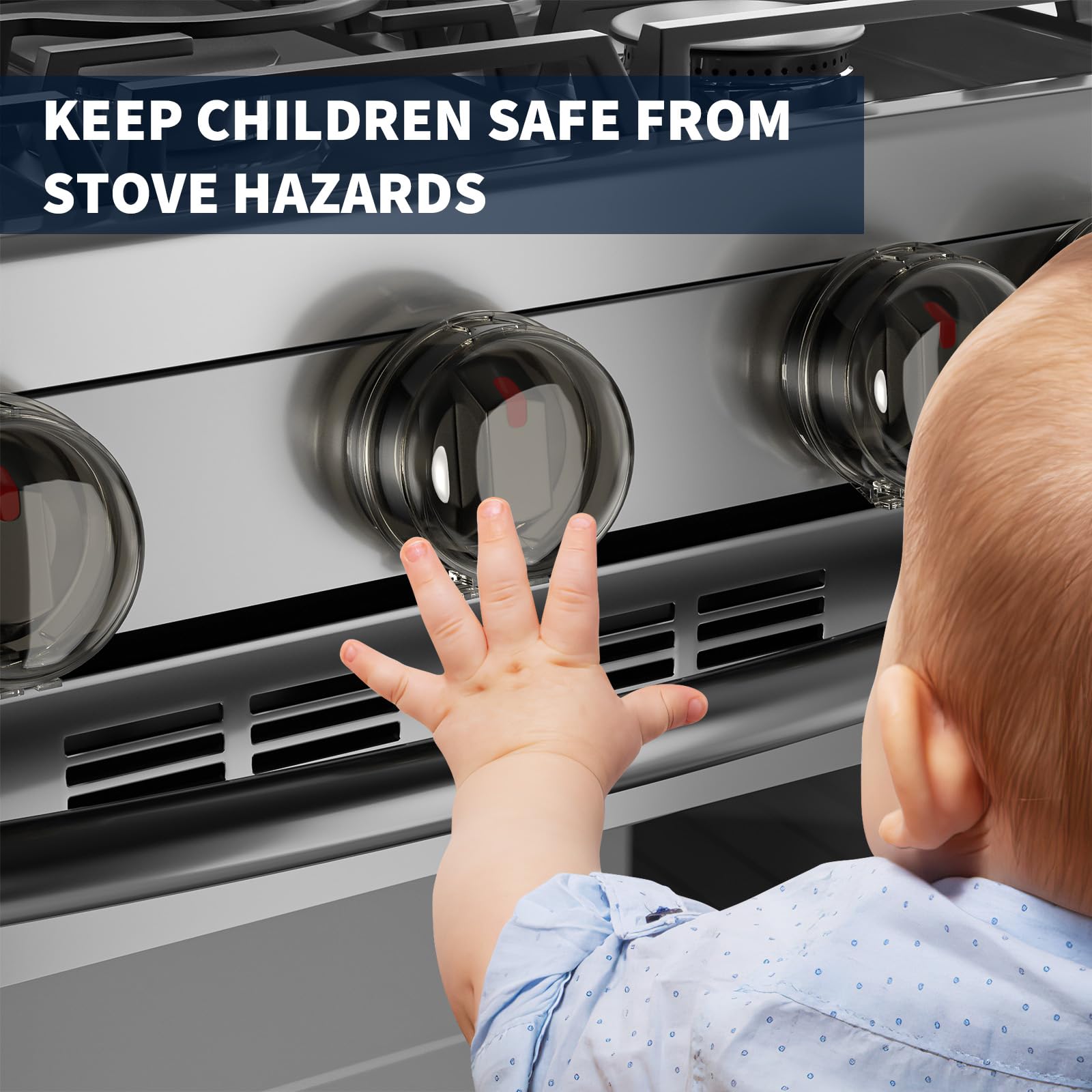6Pcs Clear View Stove Knob Covers - Universal Gas & Electric Oven Knob Protectors (6x6x4cm) for Child Safety in Kitchen - Perfect for Homes with Toddlers & Pets