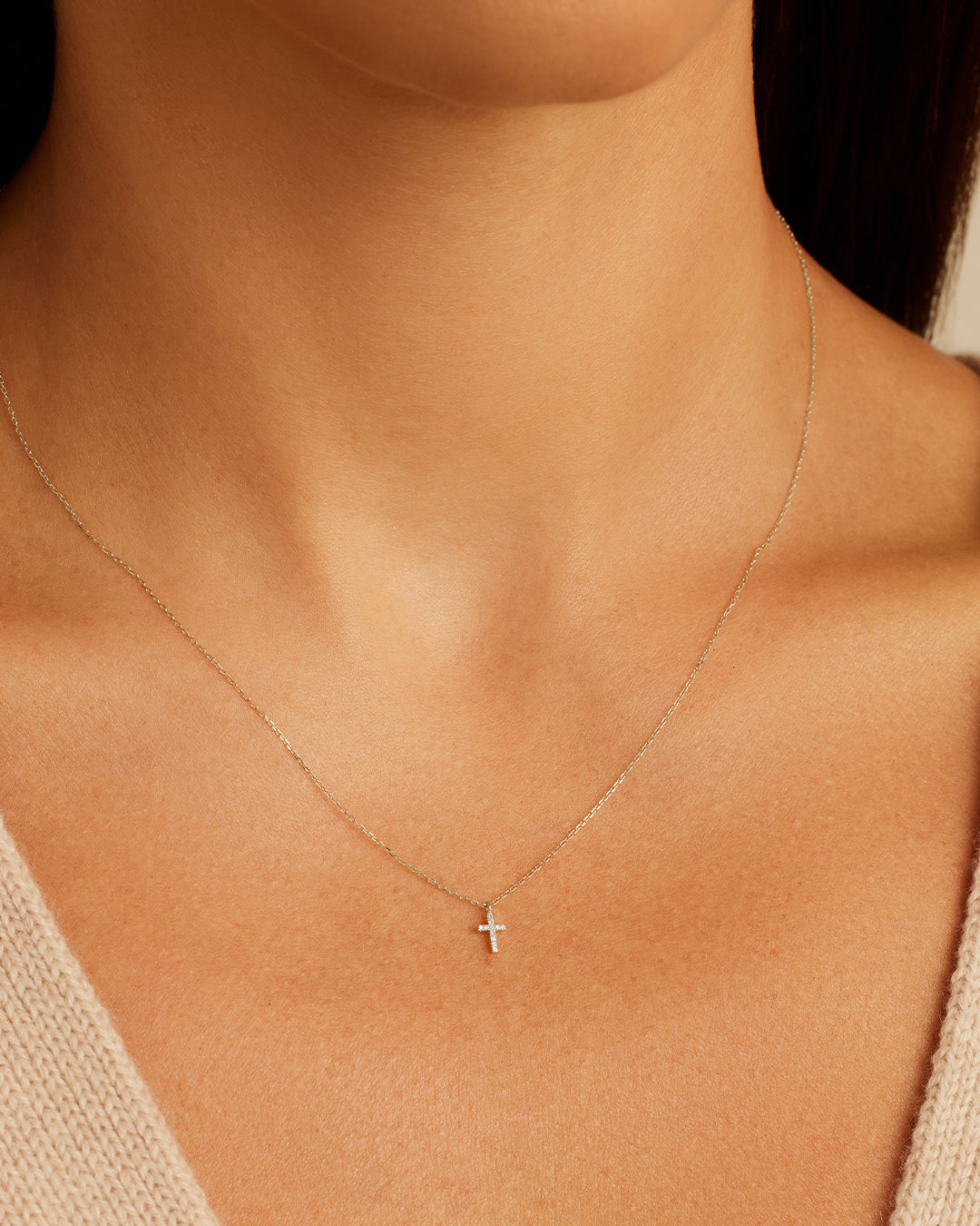 14K Gold Diamond Cross Pendant Necklace for Women - Elegant Religious Jewelry Gift for Christmas, Baptism & Everyday Wear
