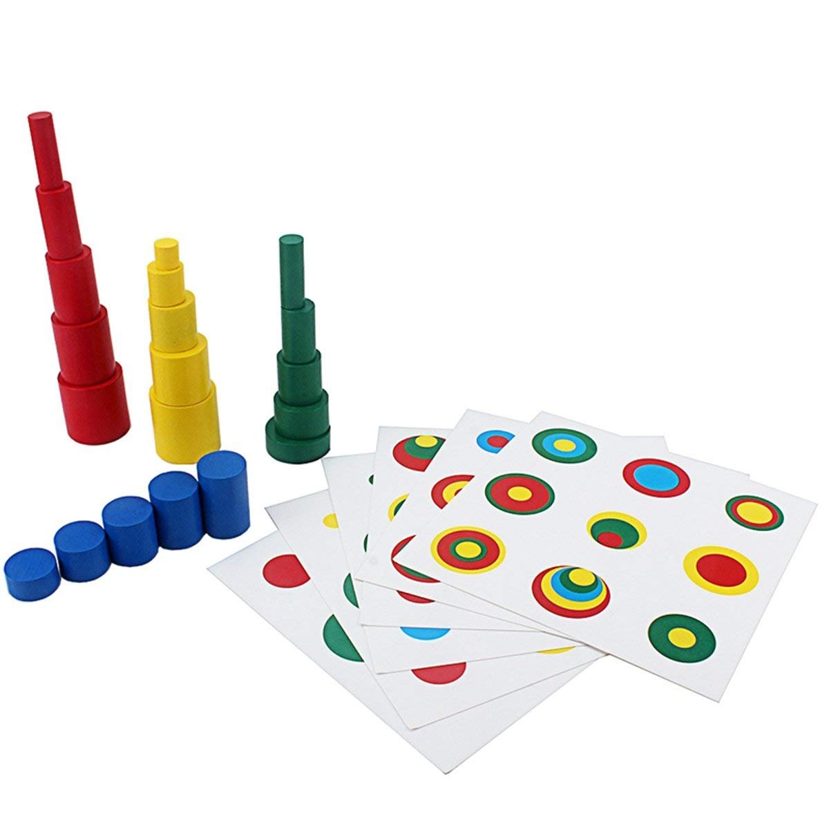 Montessori Wooden Knobless Blocks - Color & Shape Recognition Toys for Kids with Control Cards | Educational Sensory Play, Preschool Learning, Homeschool Activities