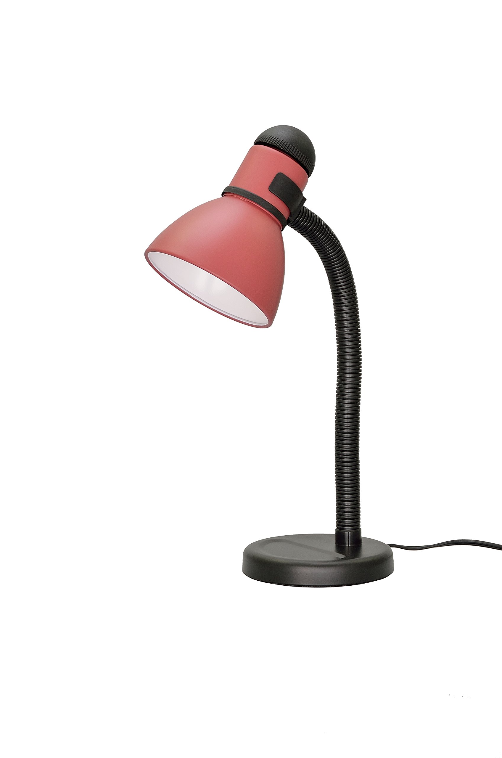 Modern Black & Burgundy 1-Light High Desk Lamp with Metal Shade & Rotary Switch - 19