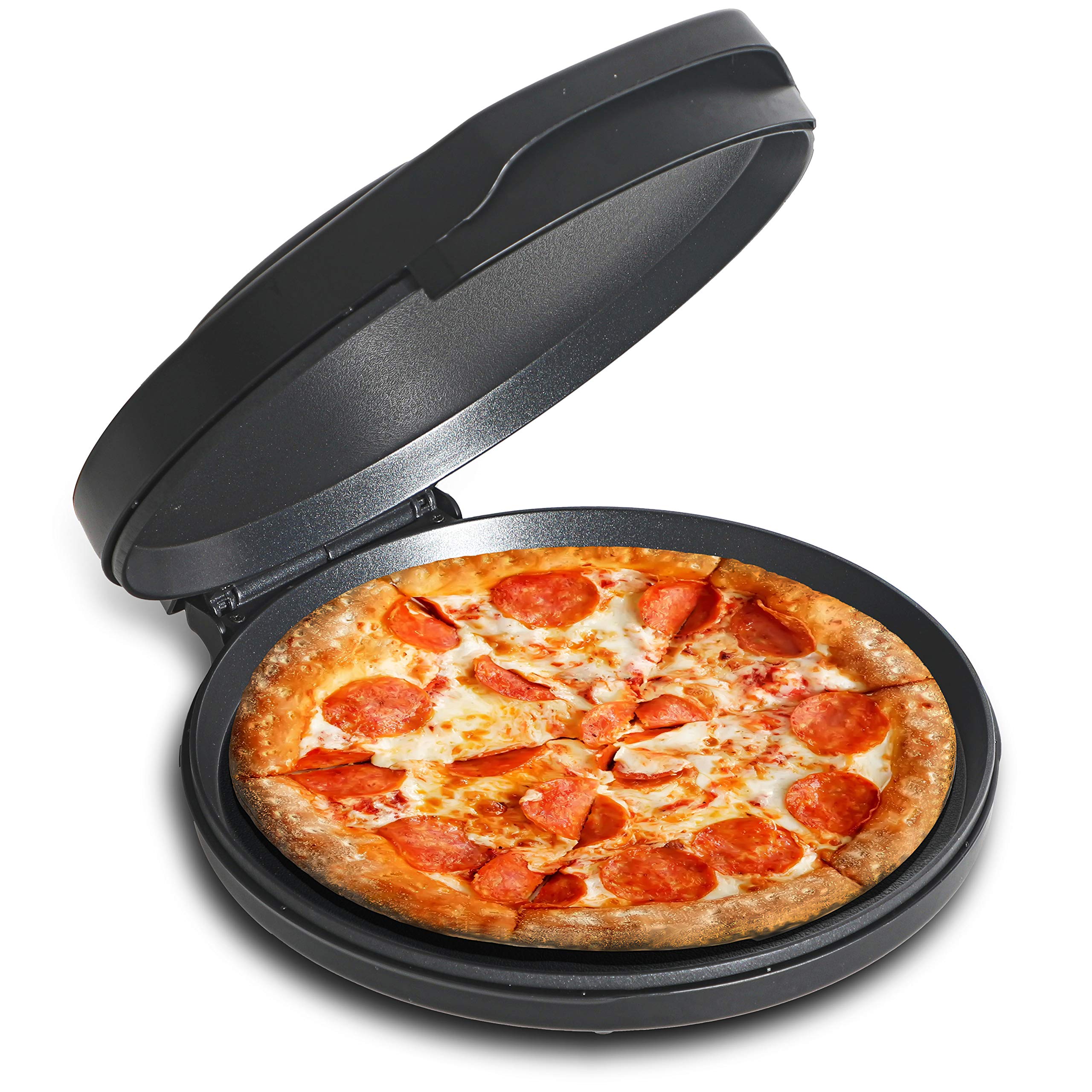 Commercial Chef 12-inch Black Pizza Maker with Adjustable Temperature Control - Perfect for Home Kitchens, Restaurants & Outdoor Cooking