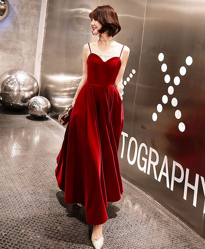 Burgundy Sweetheart Neckline Tea Length Prom Dress for Women - Elegant Burgundy Bridesmaid Dress for Weddings, Parties & Special Occasions
