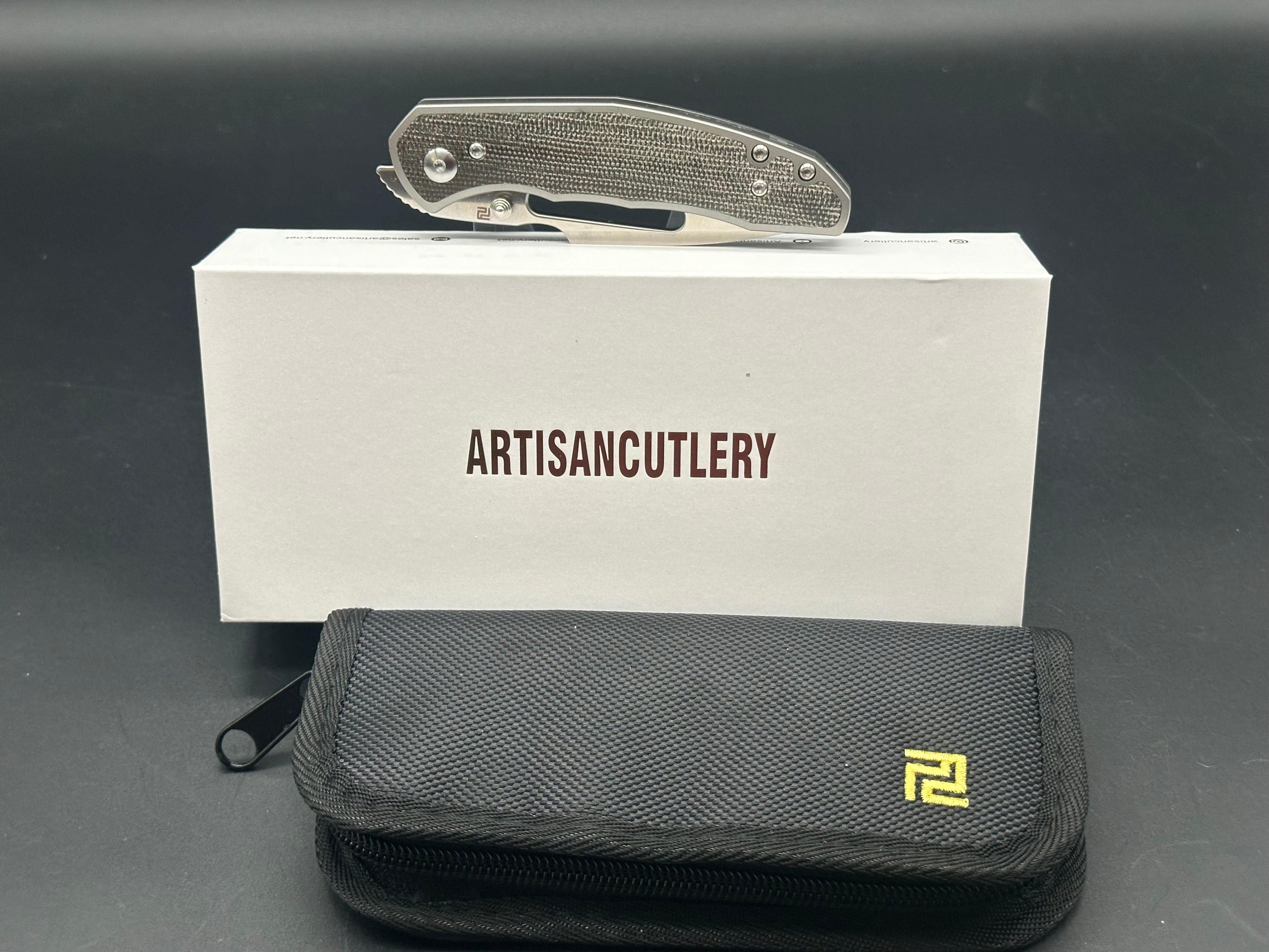 ARTISAN CUTLERY BOA Folding Knife - Titanium Handle with OD Green Inlay & S35VN Blade Steel (Model 1862G ODG) | EDC, Outdoor Survival, Camping, Hunting Gear