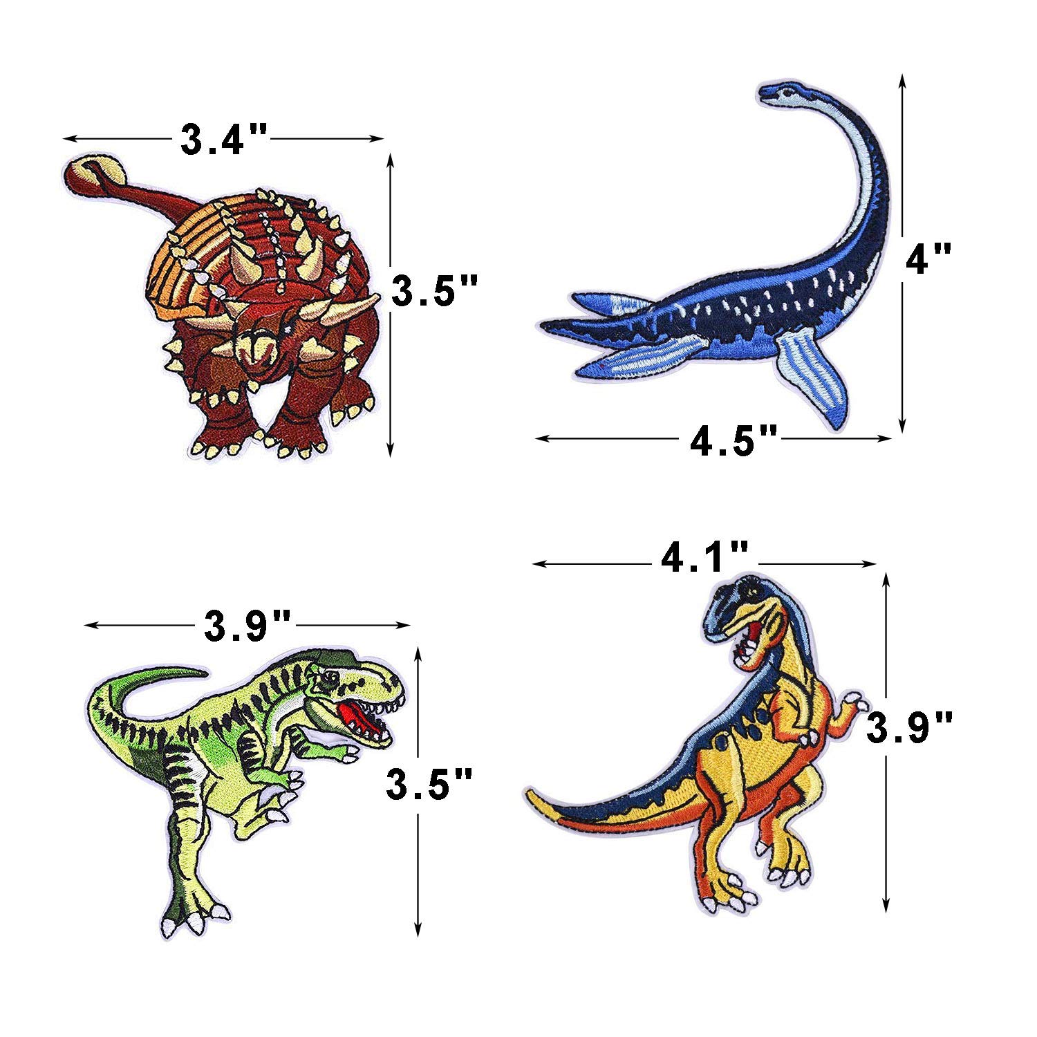 15pcs Dinosaur Iron On Patches - Embroidered Applique Motifs for DIY Crafts, Jeans, Jackets, Kids Clothing, Bags & Caps - Assorted Sizes Sew On Patches for Unique Custom Designs (Perfect for School Projects, Costumes & Gift Making)