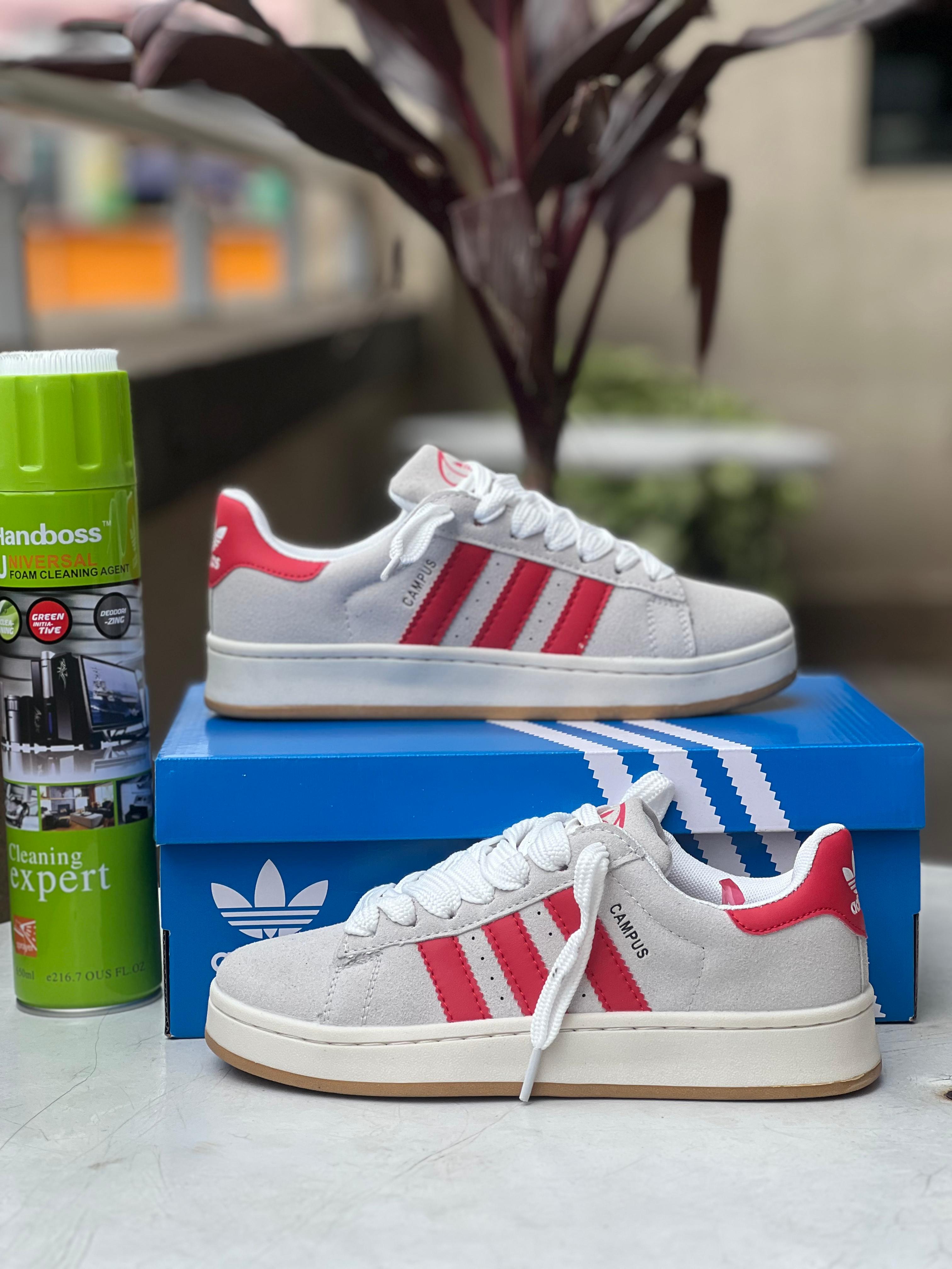 Adidas Campus Grey Red Sneakers - Men's Casual Shoes for Running & Walking - Perfect for Gym, Workout & Street Style
