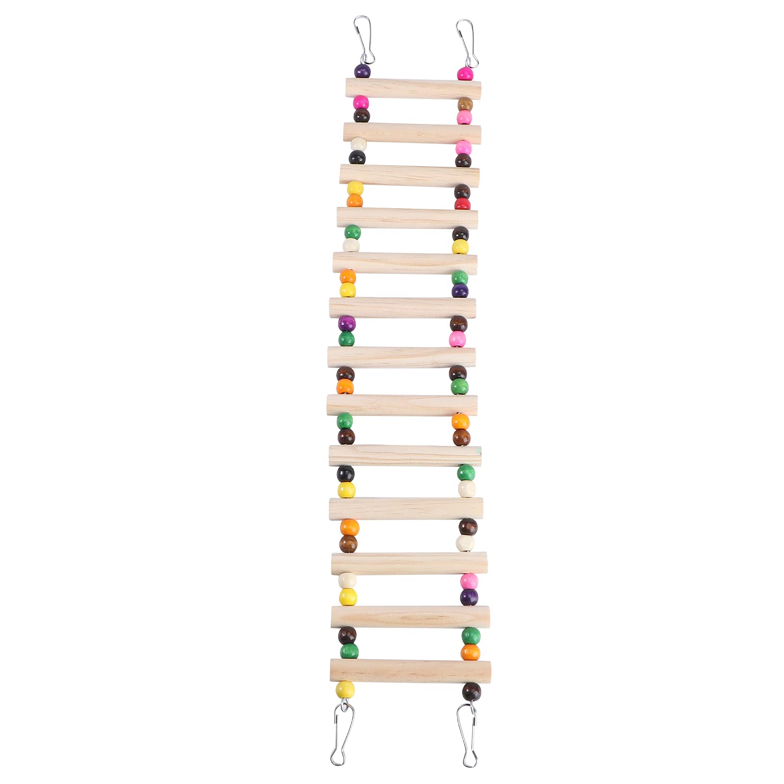 Natural Wooden Hamster Climbing Ladder & Parrot Toy with Chewable Beads - Fun Small Pet Plaything for Cages (Beige) | Perfect for Rodent Exercise & Bird Enrichment Activities