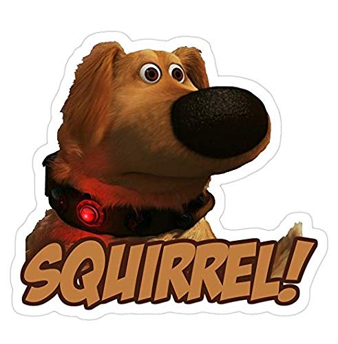Dug from Up Squirrel Decal Sticker - Waterproof Peel & Stick Vinyl Graphic Decal for Laptops, Cars, Windows - Perfect for Disney Fans & Home Decor