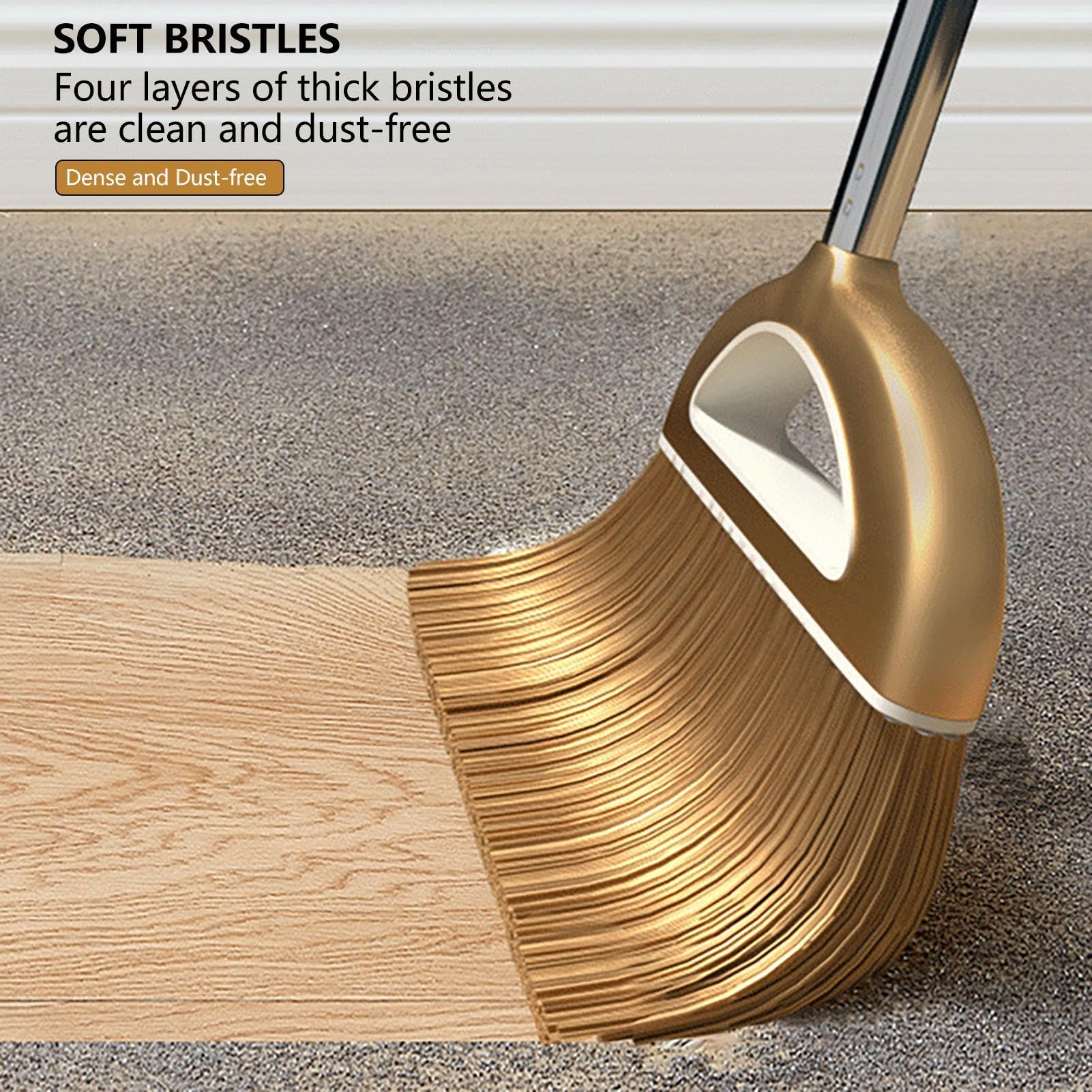 Heavy Duty Broom and Dustpan Set with Long Handle - Stand Up Broom Combo for Kitchen, Office & Home Cleaning - Durable Sweeping Tools for Hard Floors and Pet Hair Removal