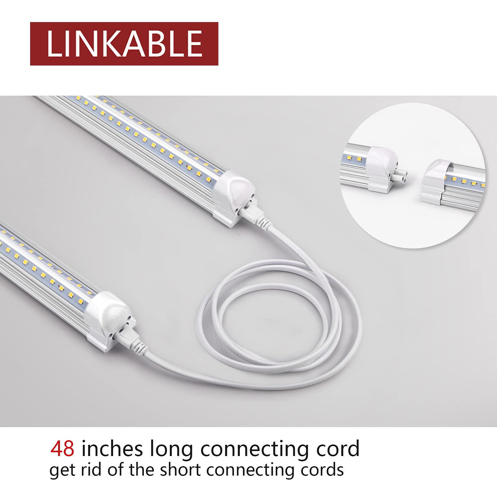 (8 Pack) T8 LED Shop Light 4FT, 40W 5200LM 5000K Daylight White Linkable LED Tube Lights - Energy Saving Bright Lighting for Garage, Workshop, Warehouse, Basement, Office & Retail Spaces - Clear Cover, Easy Installation