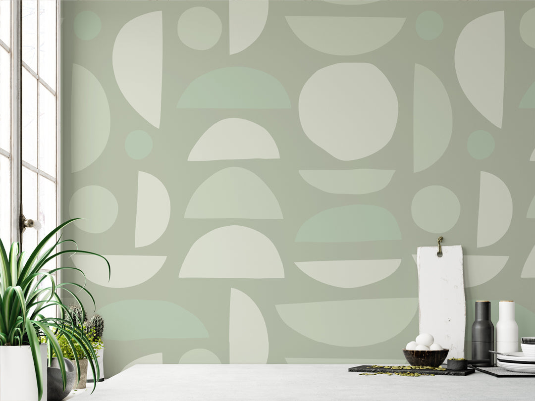 Light Green Stones Wallpaper W025 - Natural Stone Texture Peel & Stick Wallpaper for Living Room, Bedroom, Office Decor | Easy to Install & Removable