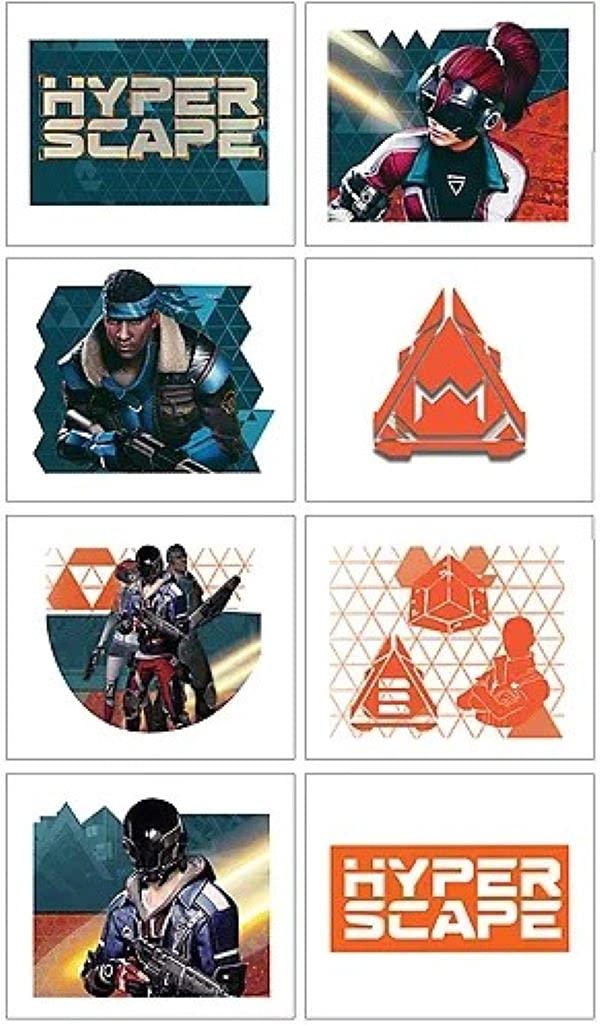 Hyperscape Temporary Tattoos (8 Pcs) - Waterproof Fake Tattoo Stickers for Adults & Teens - Perfect for Parties, Halloween, Cosplay & Festivals