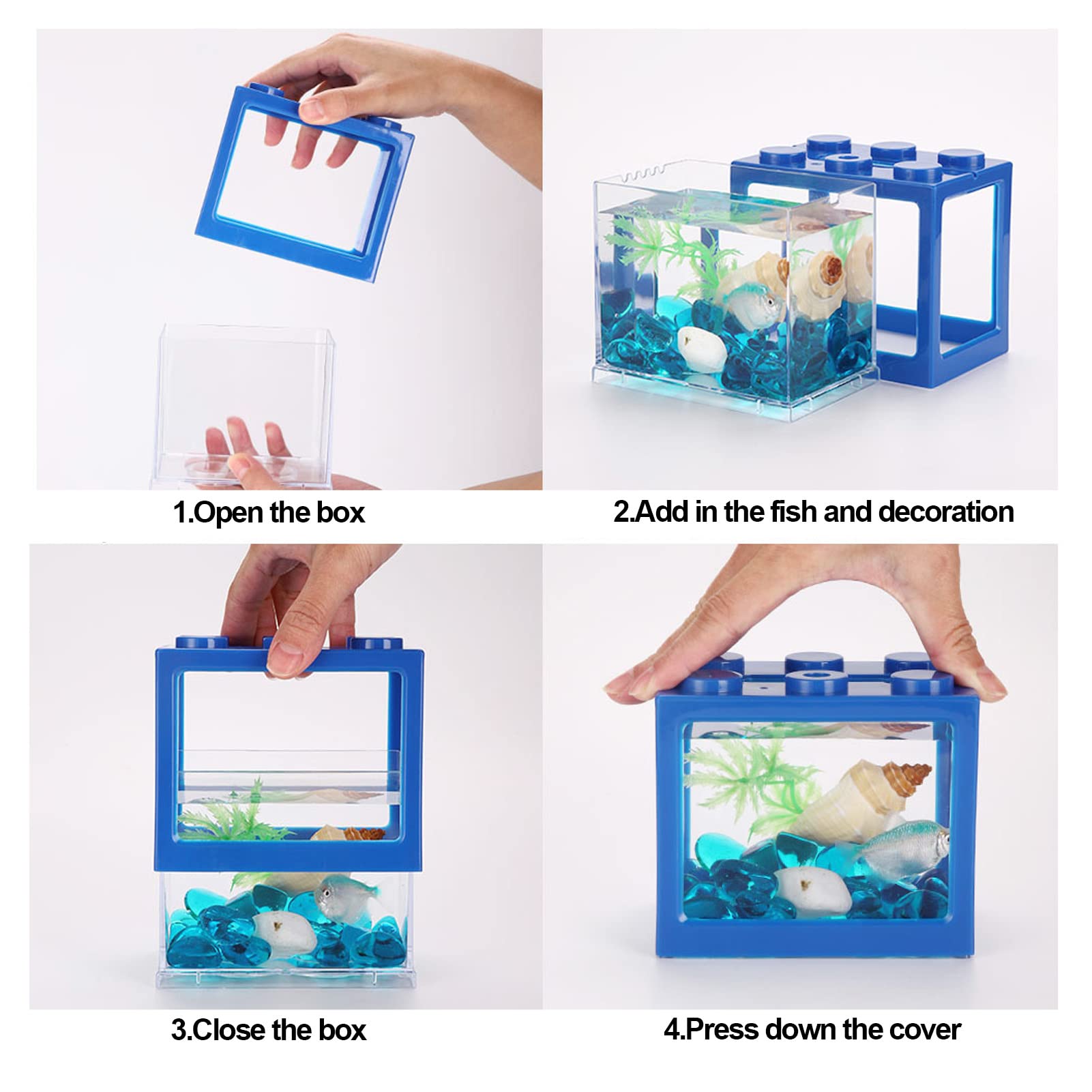 Mini Betta Fish Stackable Cube Aquarium with LED Light - Desktop Micro Landscape Fish Tank for Office & Home Decor | Perfect for Small Spaces, Work Desks & Relaxation
