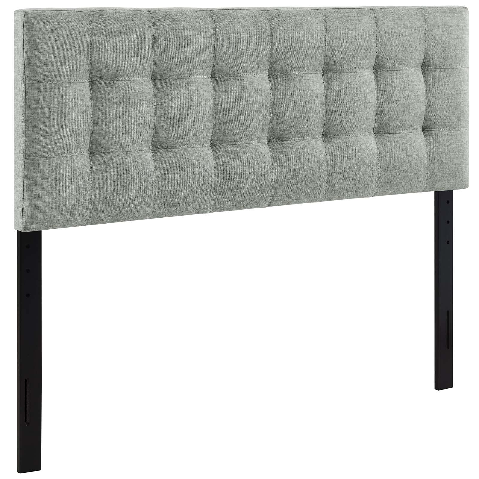 Modway Lily Tufted Linen Fabric Upholstered Full Headboard in Gray - Modern Bedroom Decor for Master & Guest Rooms