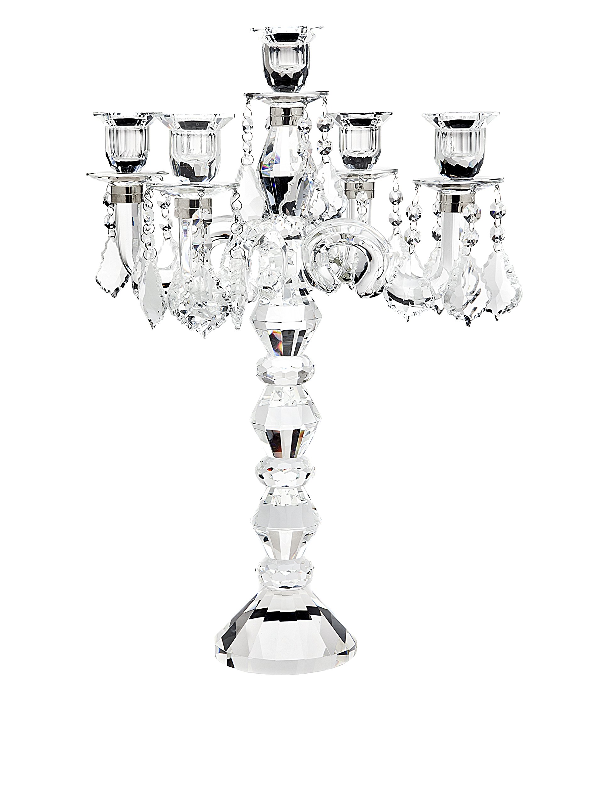 Godinger Polaris Candelabra - Elegant Clear Crystal Candle Holder for Dining Table, Wedding Centerpiece & Home Decor