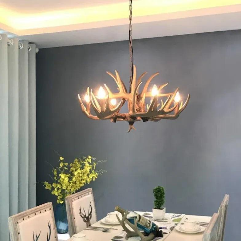 Rustic Antler LED Chandelier - Handcrafted Deer Horn Light Fixture for Cabin, Lodge & Farmhouse Decor - Perfect for Living Room, Dining Room or Bedroom Lighting