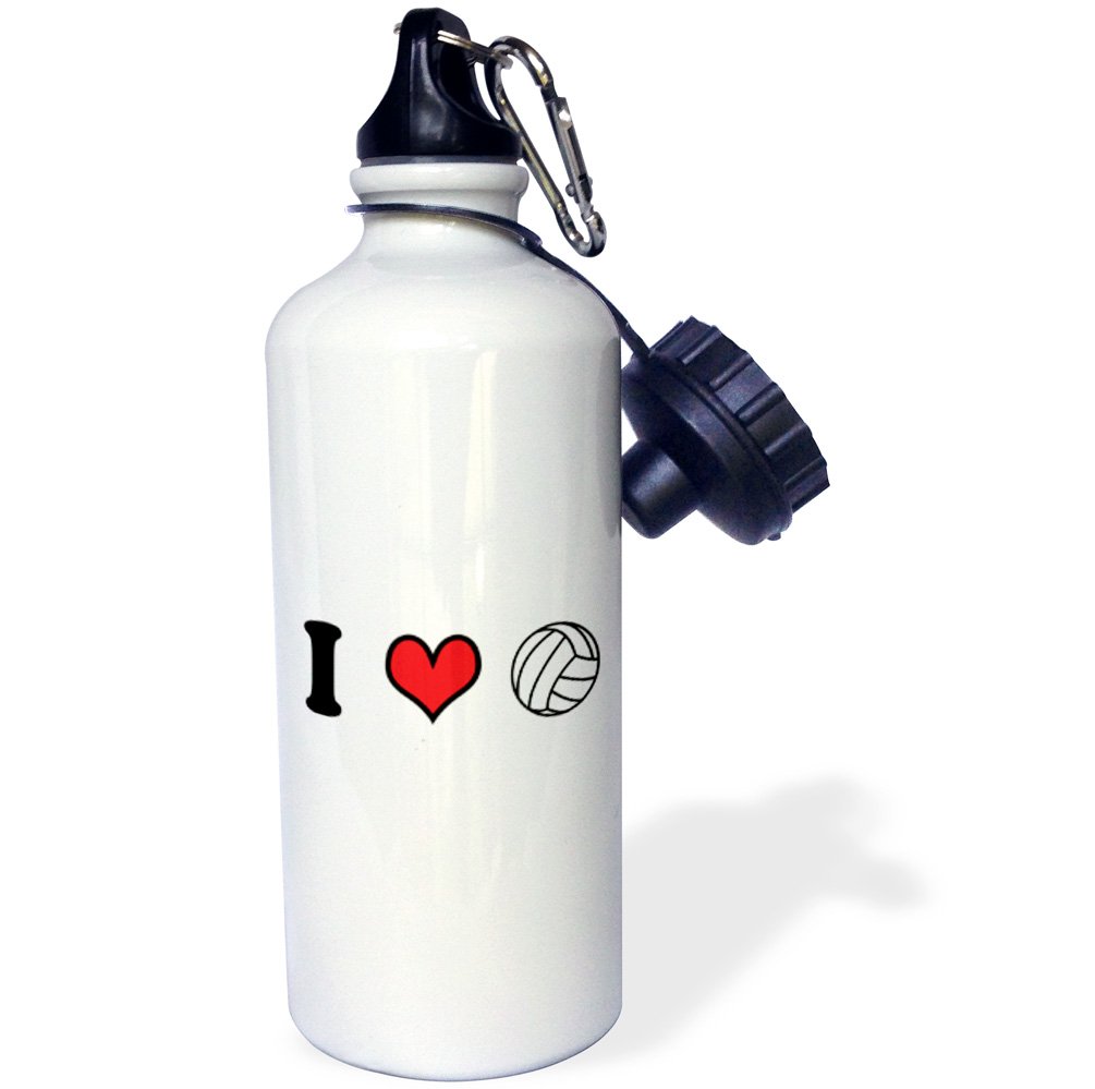 3D Rose I Love Volleyball Sports Water Bottle - 21 oz Insulated Stainless Steel Thermos - Perfect for Volleyball Players, Coaches & Fans - Great for Games, Practice & Outdoor Activities