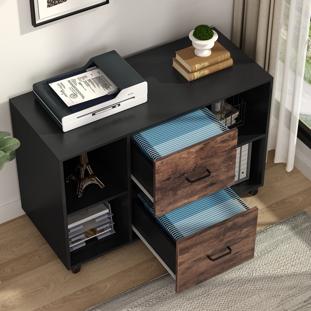 2 Drawer File Cabinet - Large Mobile Letter Size Filing Cabinet with Locking Wheels for Office, Home, or School Organization and Document Storage