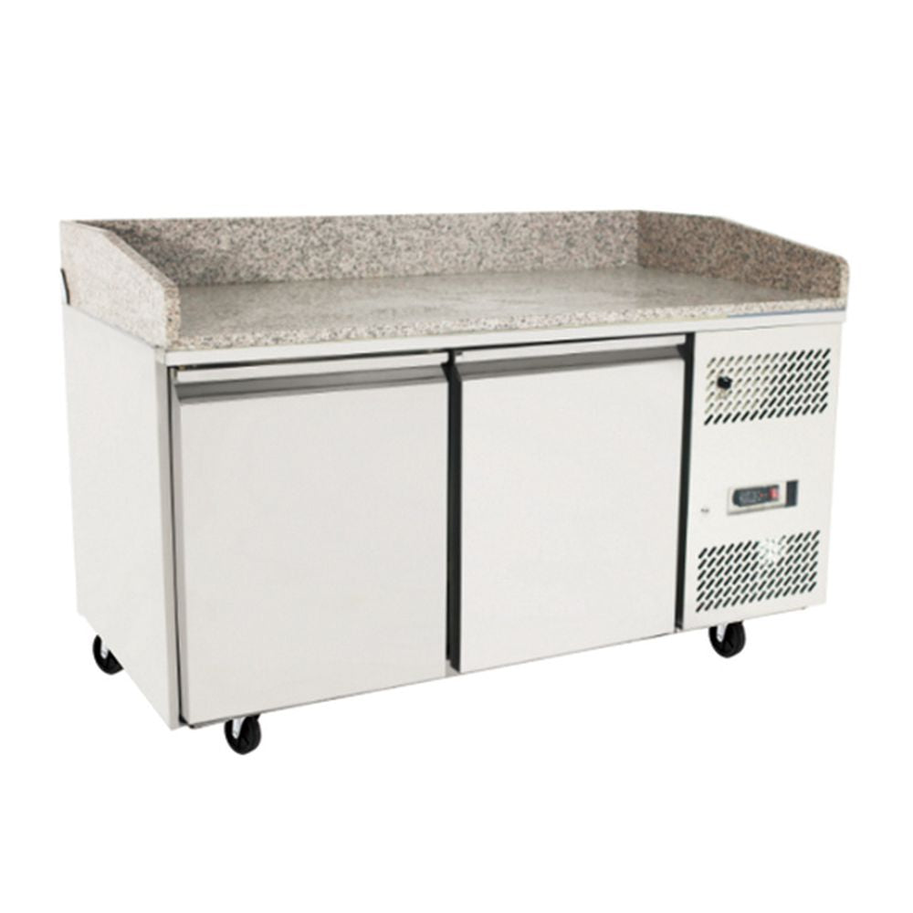 Atosa EPF3490 Commercial Single Door Refrigerated Pizza Prep Table with Storage Drawers - Perfect for Pizzerias, Restaurants & Food Service Businesses