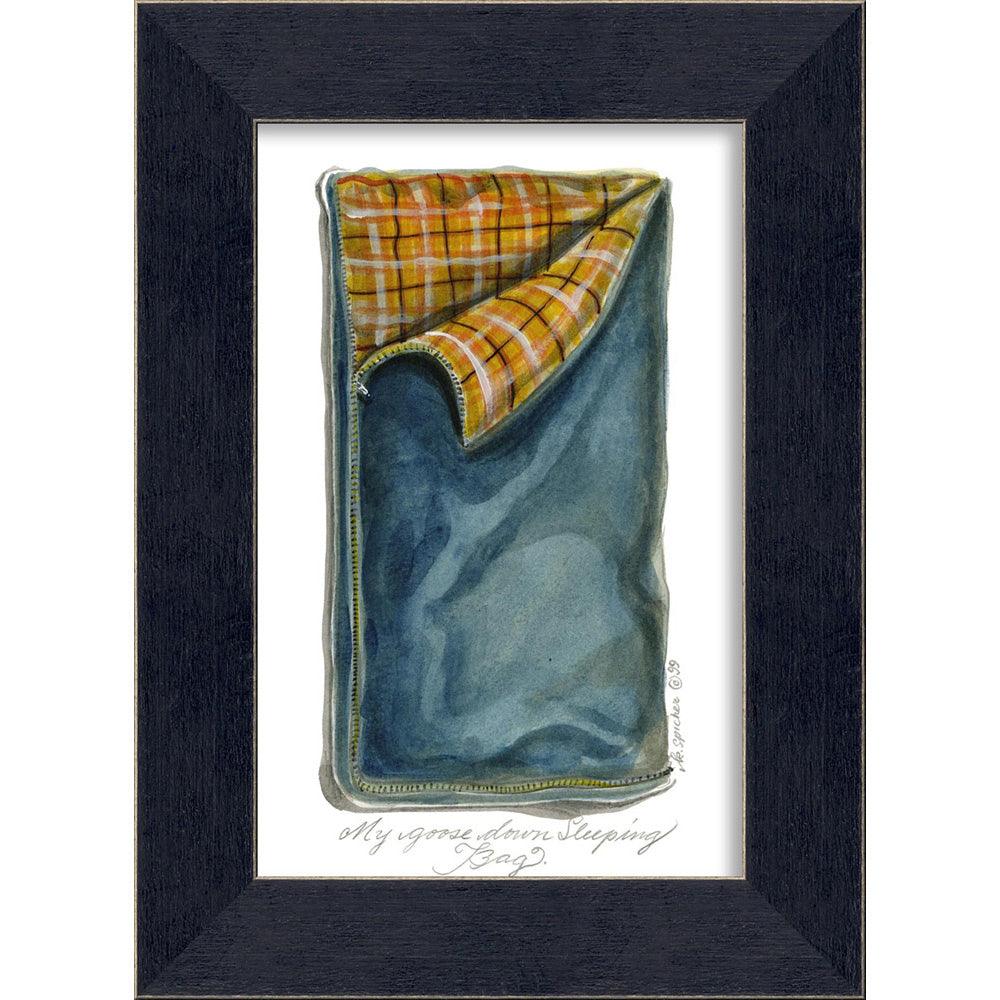 Blue Sleeping Bag Wall Art by Spicher and Company - Vintage-Inspired Canvas Print for Bedroom, Living Room & Cabin Decor