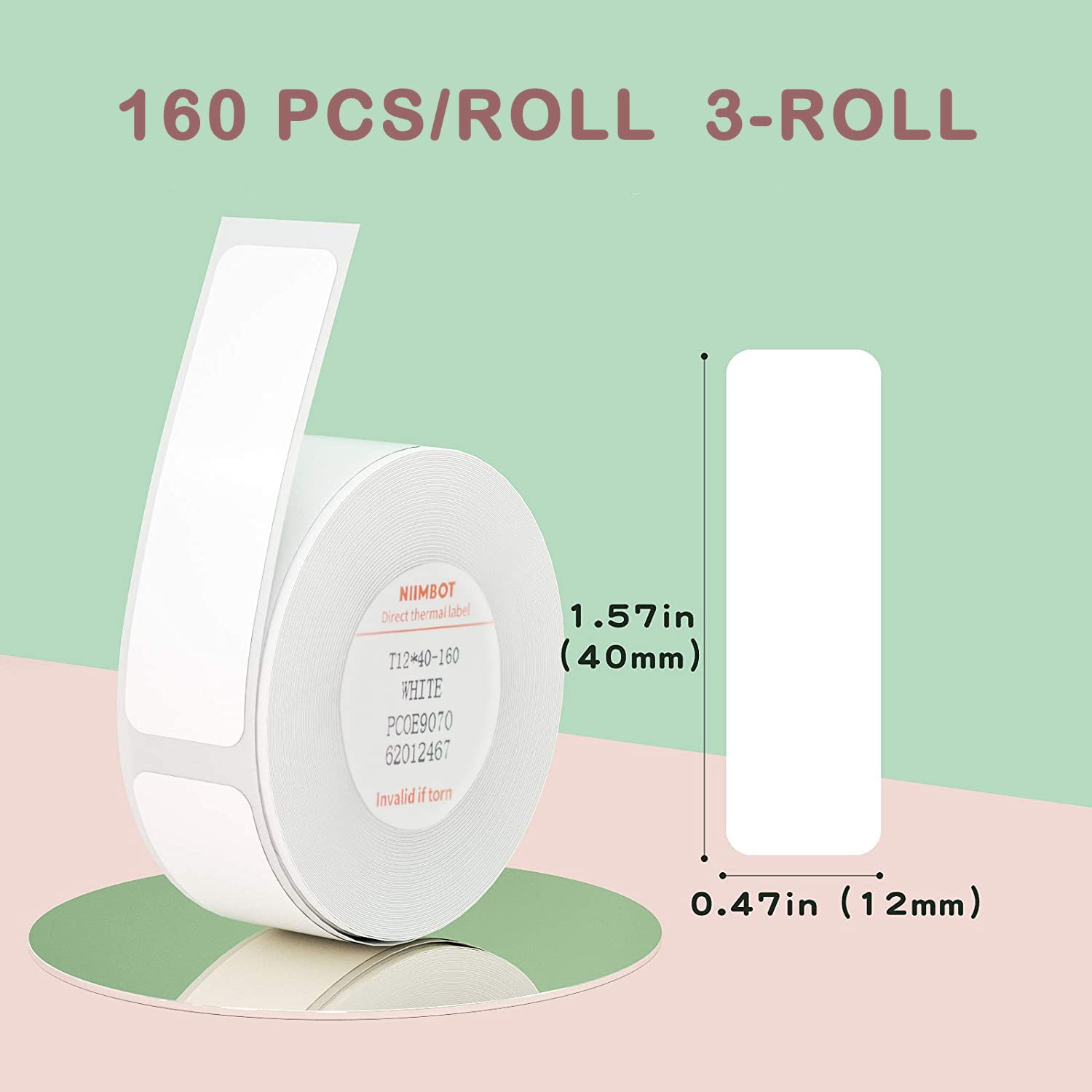 NIIMBOT D11/D110/D101 Label Printer Tape - 3 Rolls (0.47