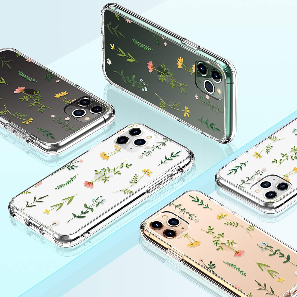 GiiKa iPhone 11 Pro Max Case with Screen Protector - Heavy Duty Clear Shockproof Phone Cover for Women, Floral Design Hard PC Case with TPU Bumper - Perfect for Everyday Protection & Outdoor Activities