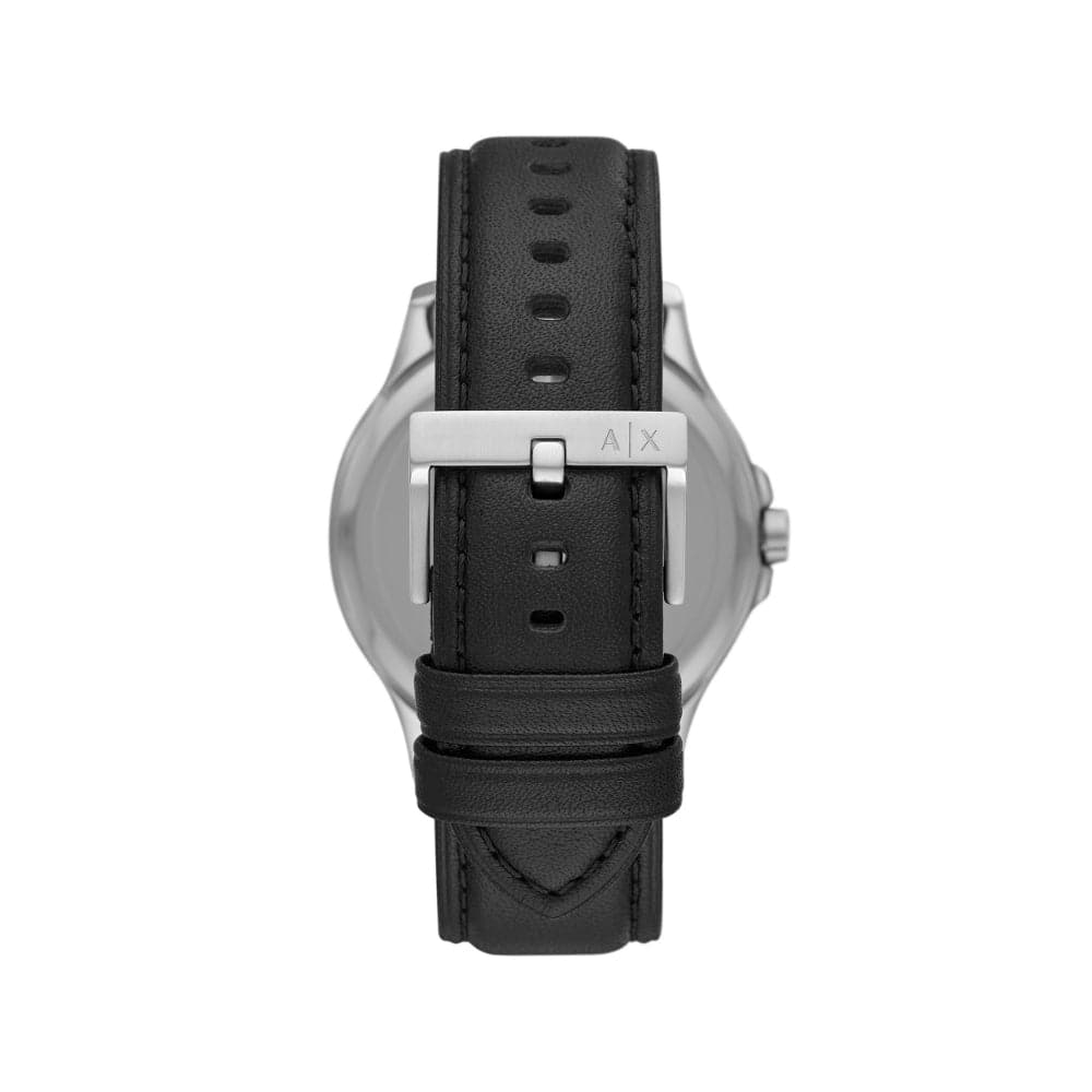 ARMANI EXCHANGE AX2101 Men's Analog Quartz Watch - Stainless Steel Case with Black Leather Strap - Silver Dial for Business & Casual Wear