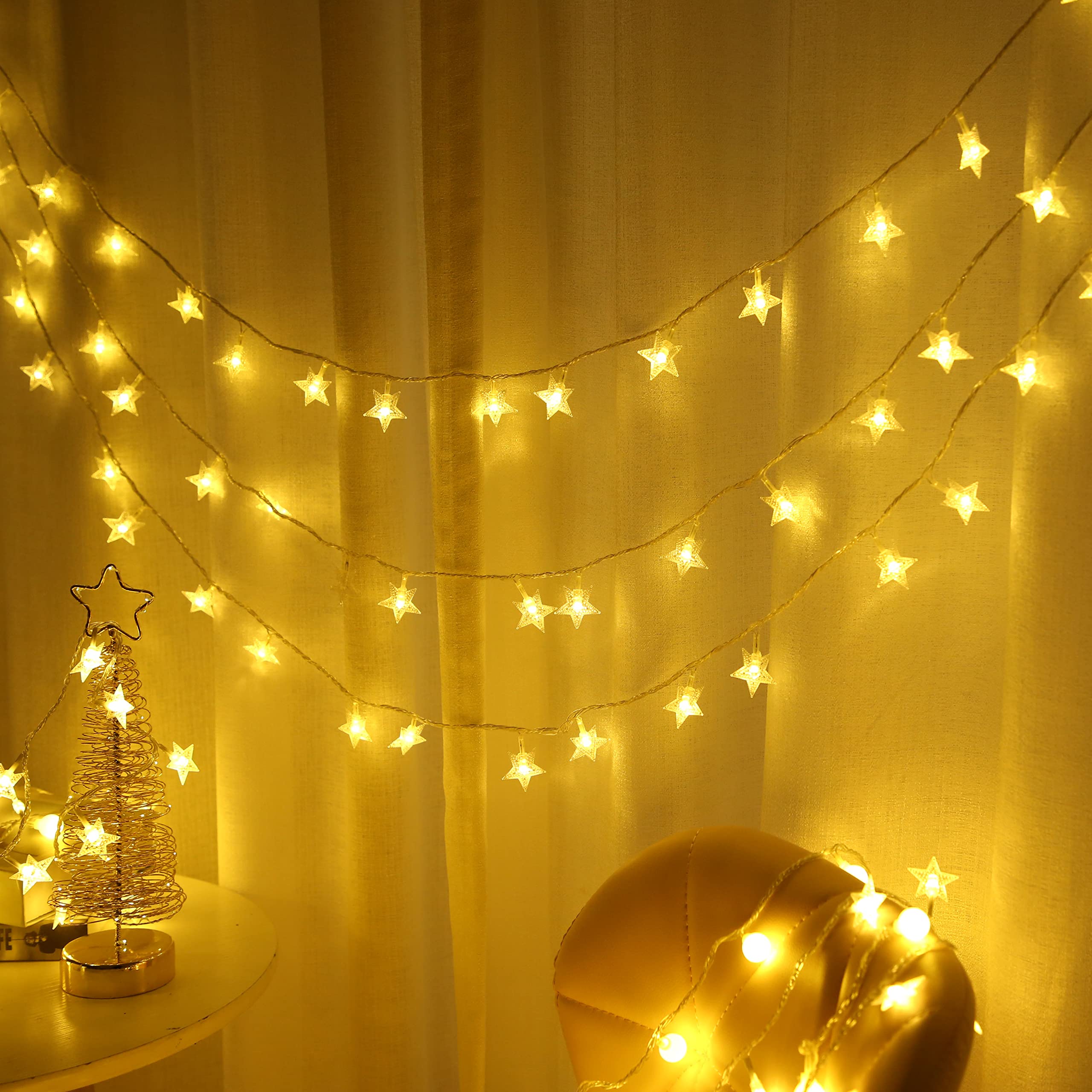40 LED Christmas Lights - 19.6ft Star String Lights for Xmas Tree, Garden, Patio, Bedroom & Party Decorations | Waterproof Plug-in Fairy Lights for Holiday, New Year, Wedding & Outdoor Decor (Warm White)