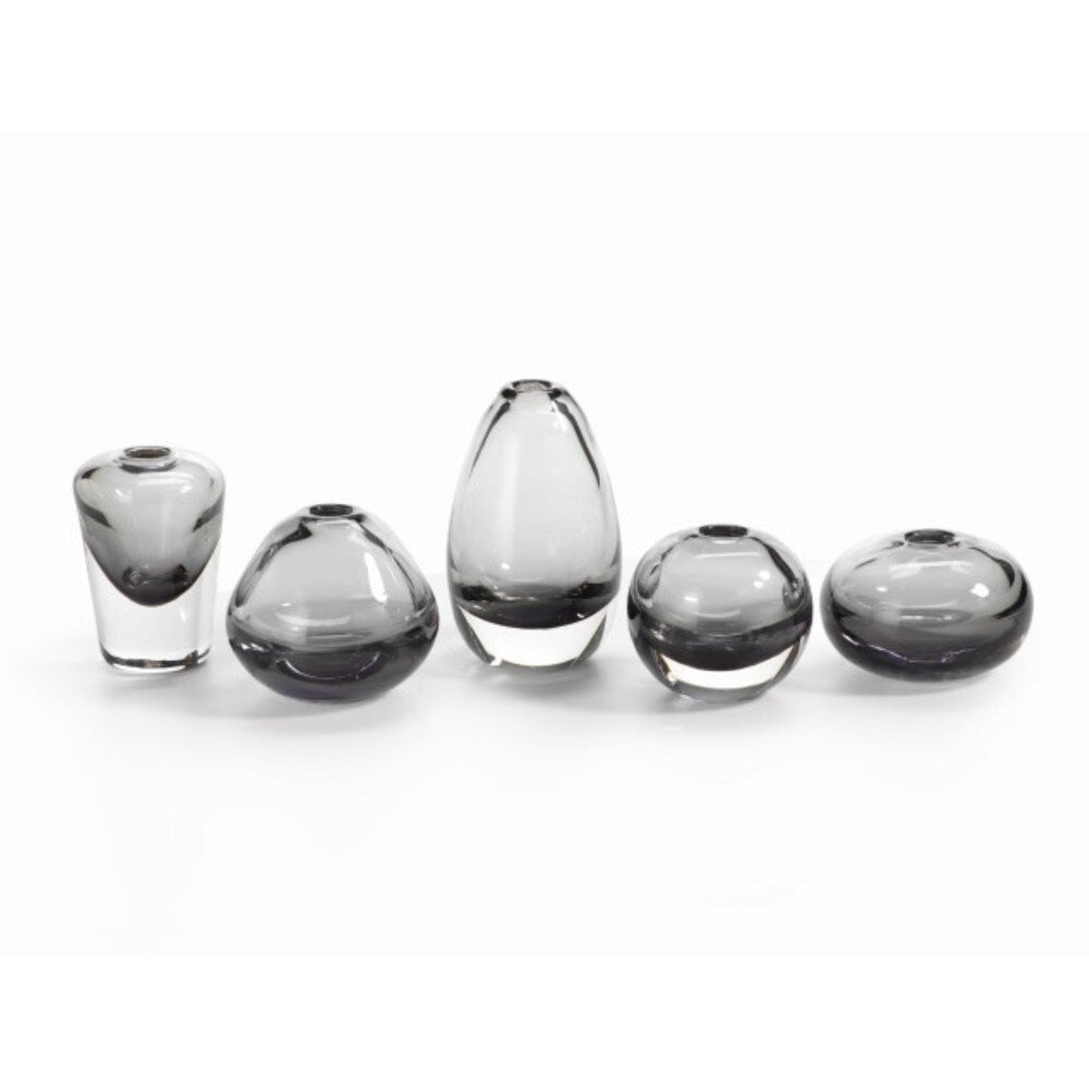 Araceli Smoke Glass Vase Set of 5 - Elegant Decorative Vases for Home, Wedding, and Centerpiece Decor