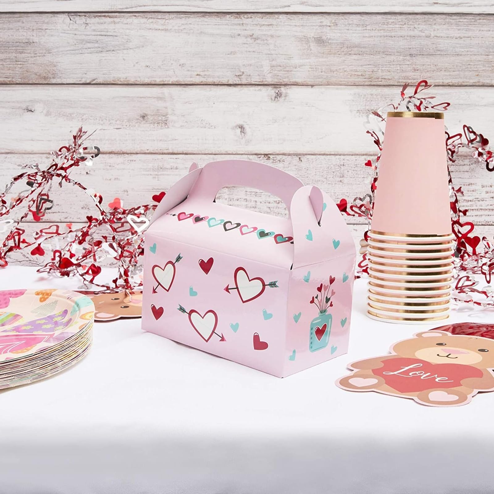 BLUE PANDA Valentine's Treat Boxes - 24 Pack Pink Gift Boxes for Valentine's Day, Party Favors, Bridal Showers & Birthday Celebrations | Perfect for Candy, Chocolates & Small Gifts
