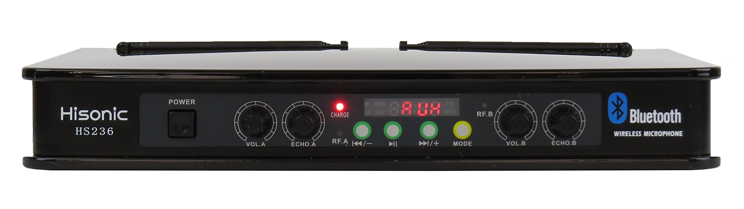 Hisonic HS236 Bluetooth VHF Handheld Wireless Microphone System - Portable Rechargeable Mic with 2 Handheld Mics for Karaoke, Live Performances & Public Speaking