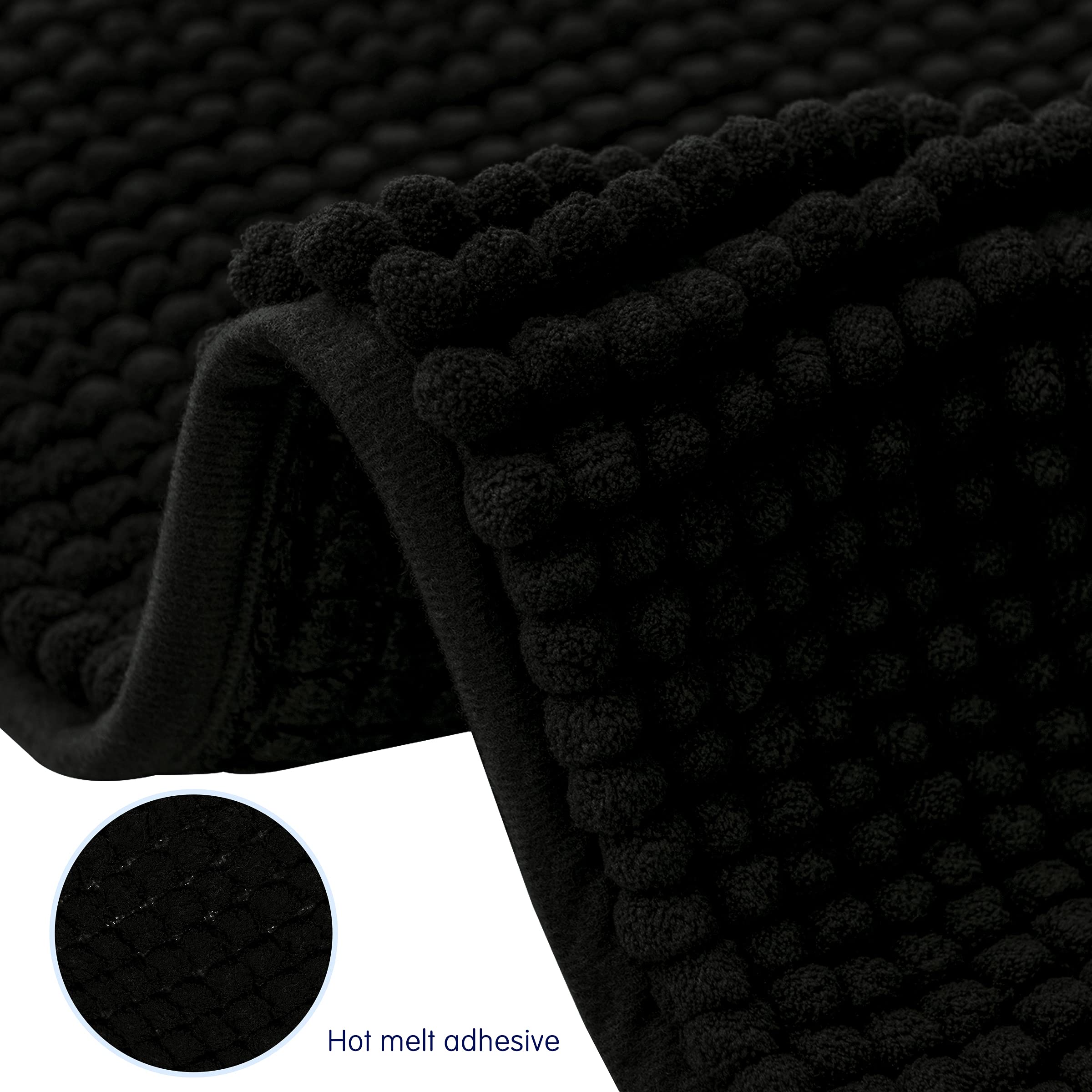 SUBRTEX Chenille Bath Rug - Ultra Soft Plush Bath Mat, Water Absorbent & Quick Dry, Machine Washable (Black, 24