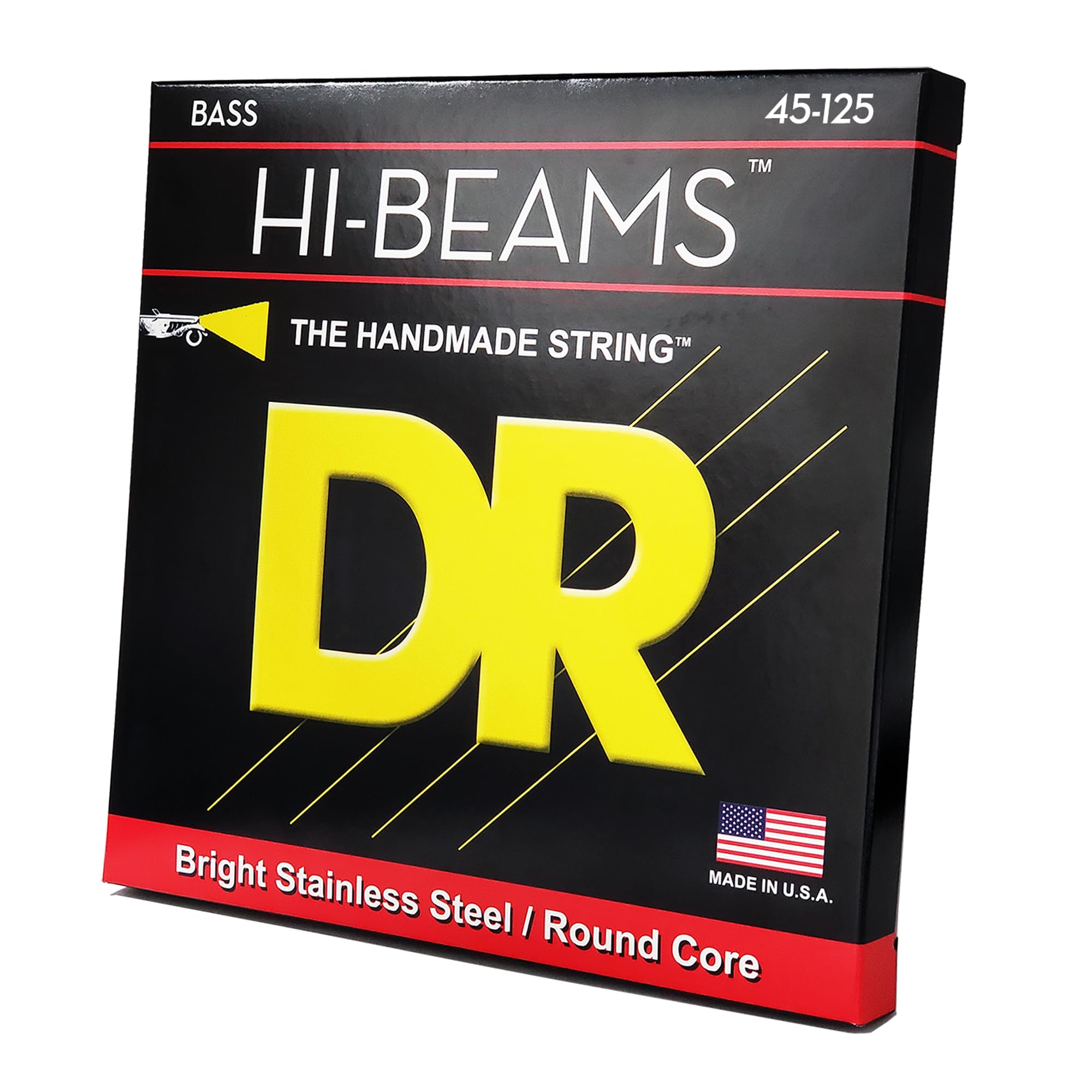 DR Strings HI-BEAMS Stainless Steel 5-String Bass Guitar Strings (45-125 Gauge) - Round Core for Enhanced Tone & Durability - Perfect for Rock, Metal & Studio Recording