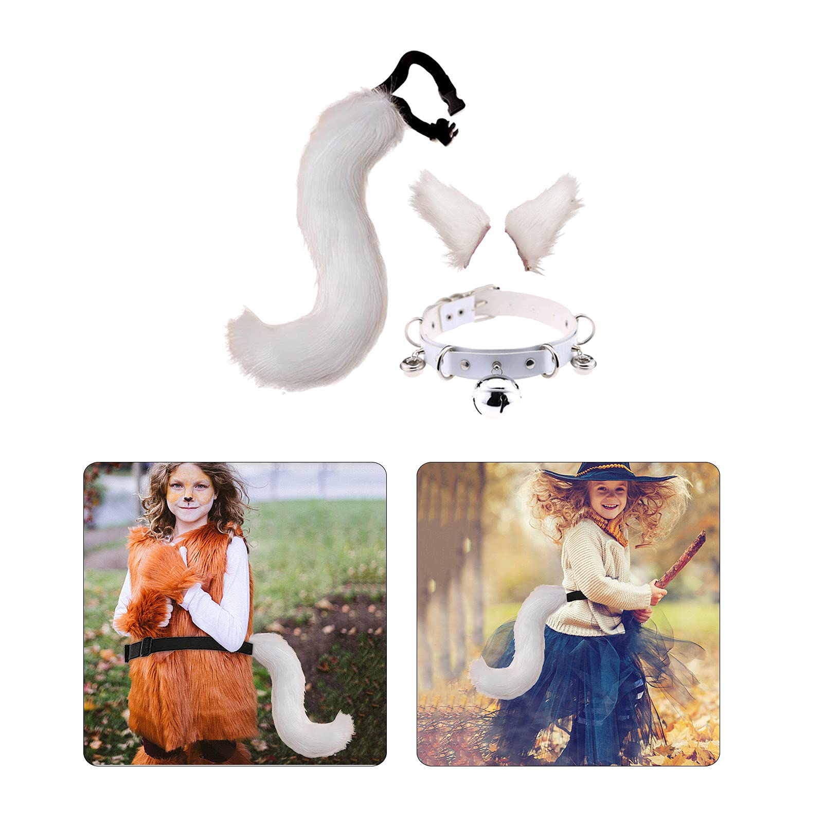 Wolf Costume Set for Halloween & Christmas - Fancy Tail, Party Gloves, Clip Ears, Body Chain & Bracelet - Perfect for Cosplay, Costume Parties & Festive Celebrations