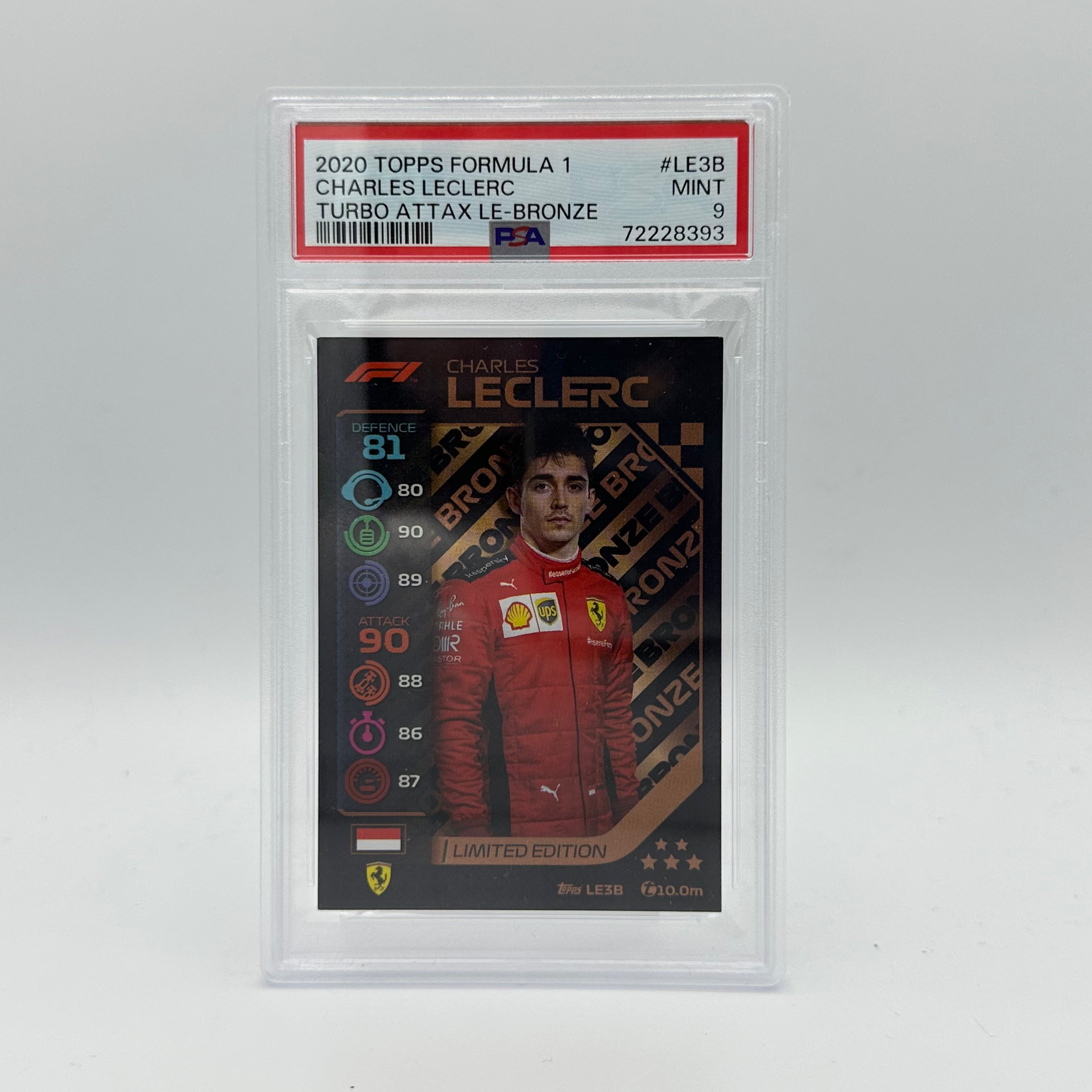 PSA 9 Graded Charles Leclerc #LE3B Limited Edition Bronze Trading Card - Perfect for F1 Collectors, Sports Memorabilia Enthusiasts & Investment Portfolio
