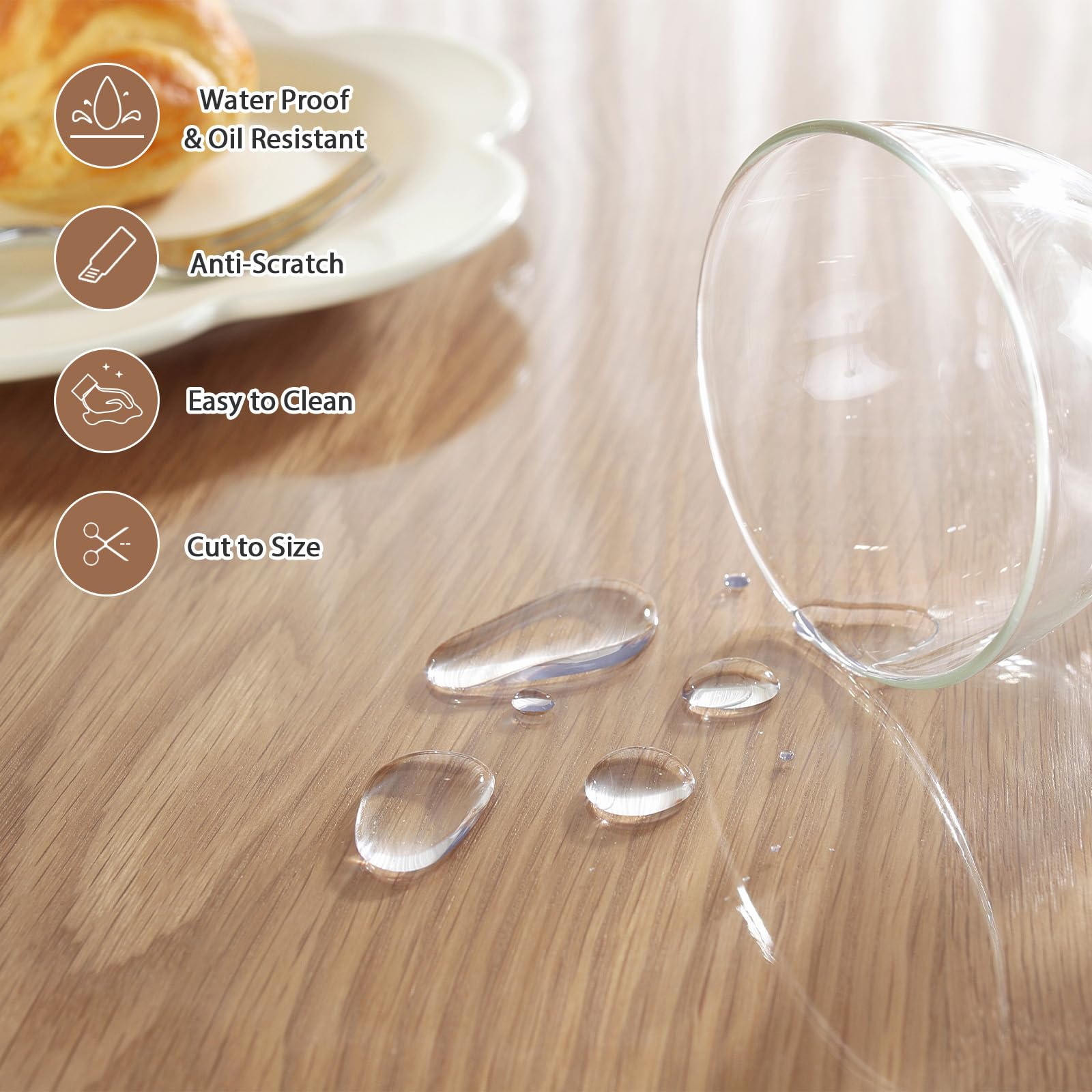 2mm Thick Clear Round PVC Table Protector Pad - 24 Inch Diameter Plastic Table Cover for Kitchen Countertop, Coffee Table, Dining Table - Scratch & Heat Resistant Surface Protection