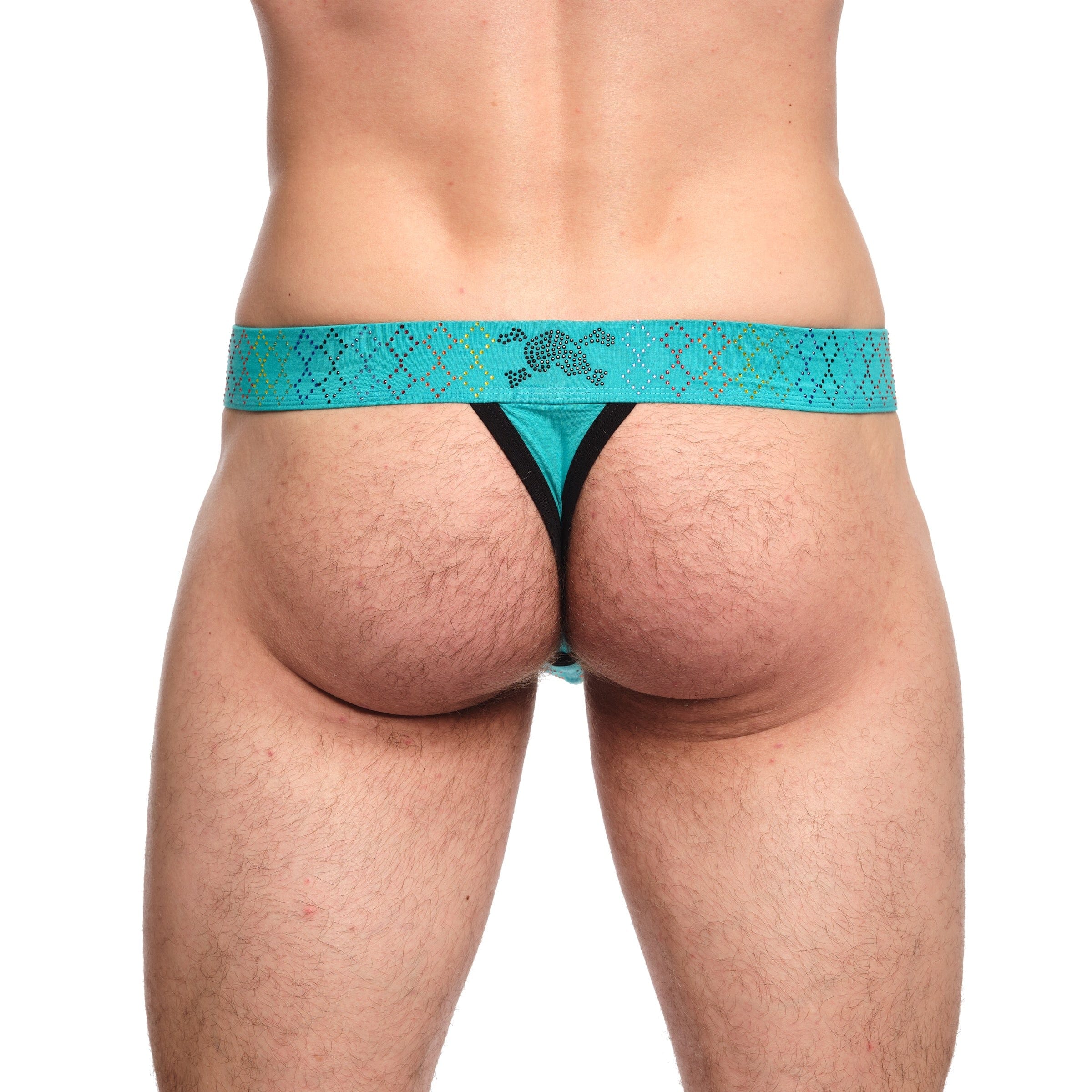Vibrant Rainbow Crystal Thong Teal - Stylish & Comfortable Women's Underwear for Beach, Pool & Special Occasions