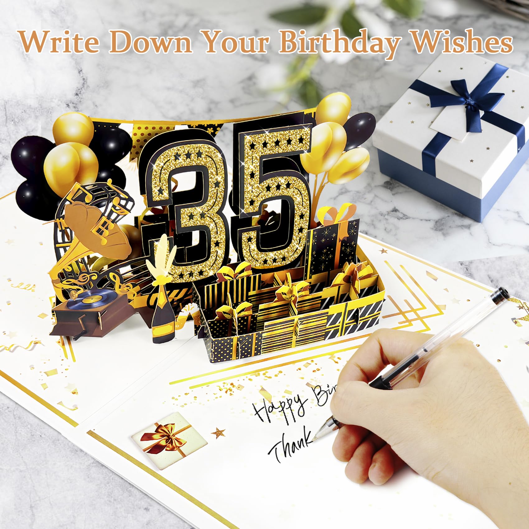 3D Pop Up 35th Birthday Card for Men & Women - Funny 1990 Themed Gift for Him or Her - Perfect for 35 Year Old Birthday Decorations & Party Supplies - Great for Milestone Celebrations, Office Gifts & Surprise Parties