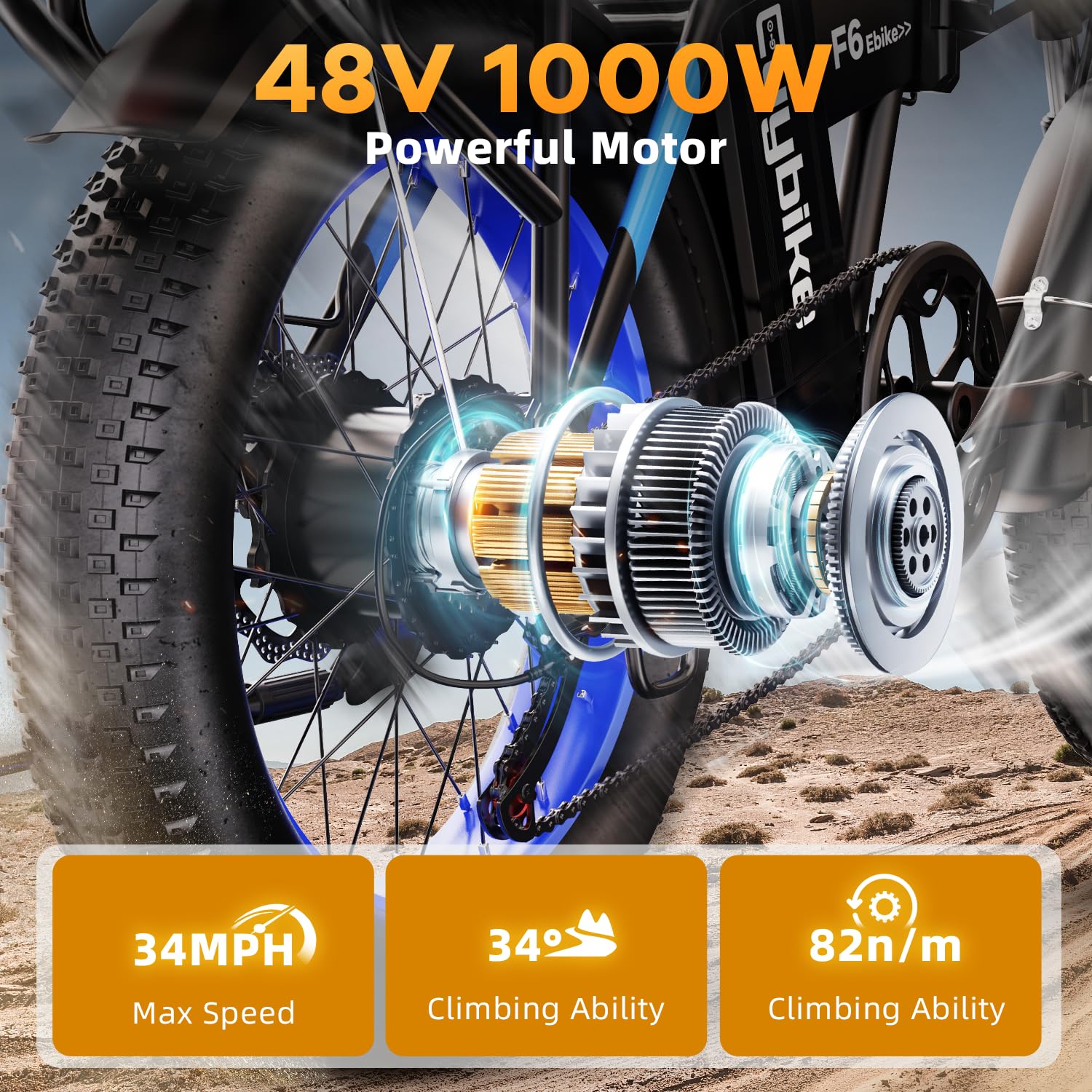 1000W Folding Electric Bike for Adults - 48V 20AH Removable Battery, 30+MPH Speed, 80 Miles Range, 20