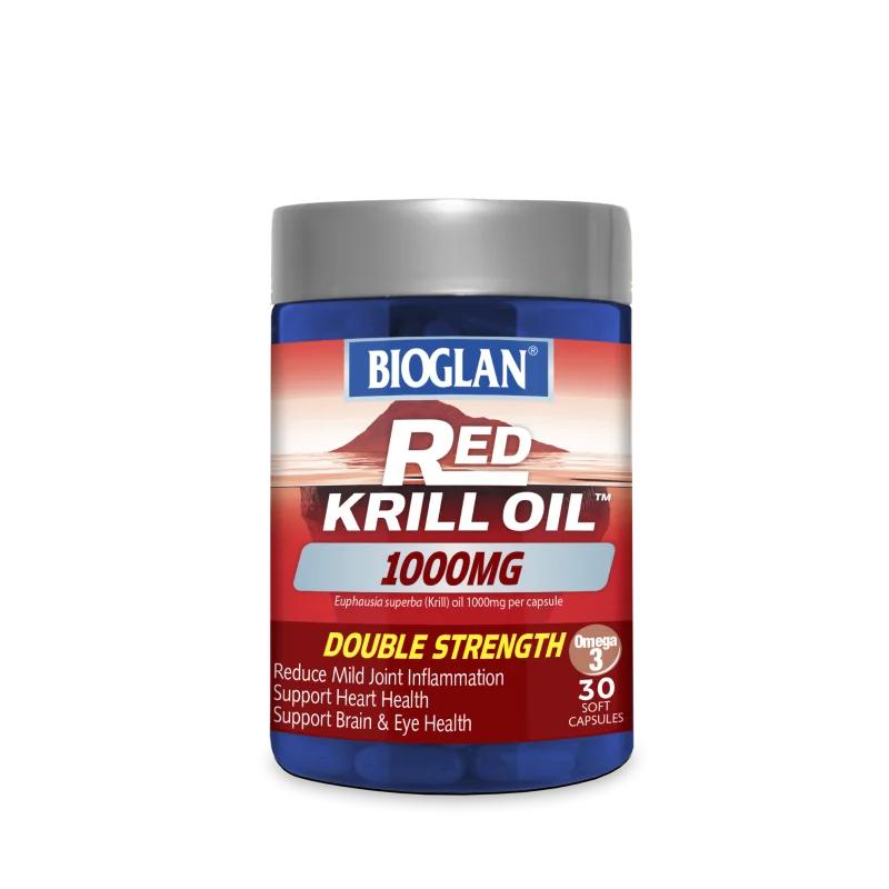 Bioglan Red Krill Oil 1000mg Softgels - Premium Omega-3 Supplement for Heart & Brain Health - Supports Joint Function & Inflammation Relief - Perfect for Daily Wellness Routine