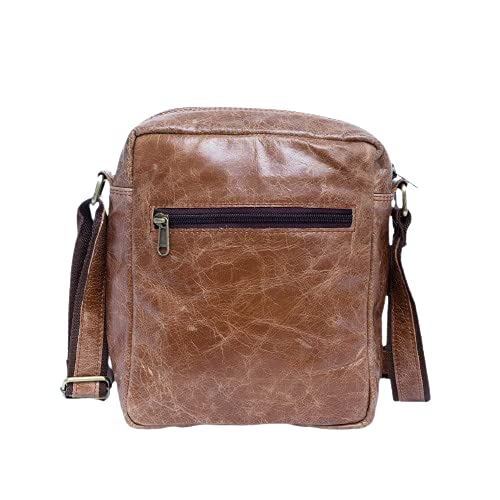 **Amish 9 Inch Genuine Buffalo Leather Sling Bag - Vintage Notebook Satchel Messenger Shoulder Bag for Men & Women - Perfect for Work, Travel & Daily Use**