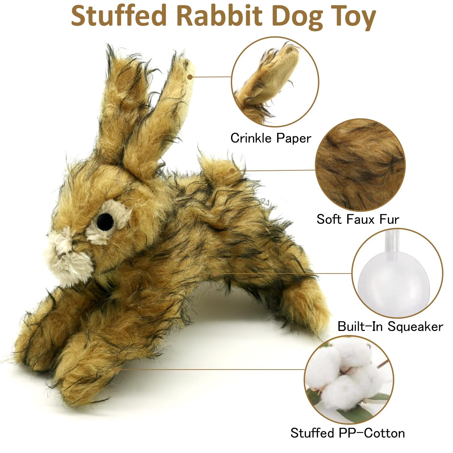 **JKW Plush Squeaky Dog Toys - 8.5 Inch Stuffed Rabbit Chew Toy for Small & Medium Dogs - Perfect for Playtime, Training & Teething Relief**