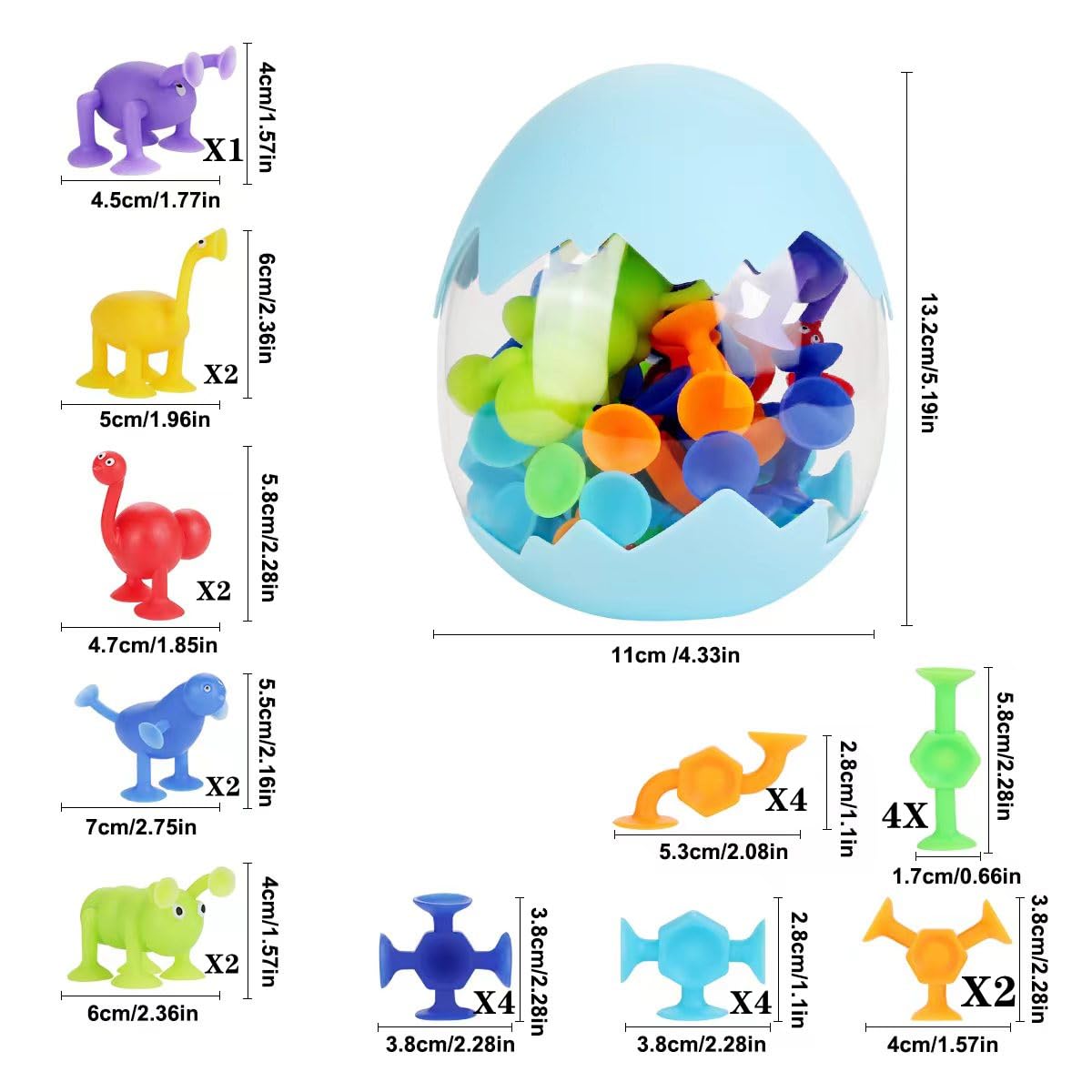 27 PCS Bath Toys for Kids Ages 4-8 - Sensory Suction Cup Toys for Boys & Girls - Stress Relief & Travel Toys - Durable Silicone Bathtub Toys for Toddlers - Fun Bath Time & Pool Play