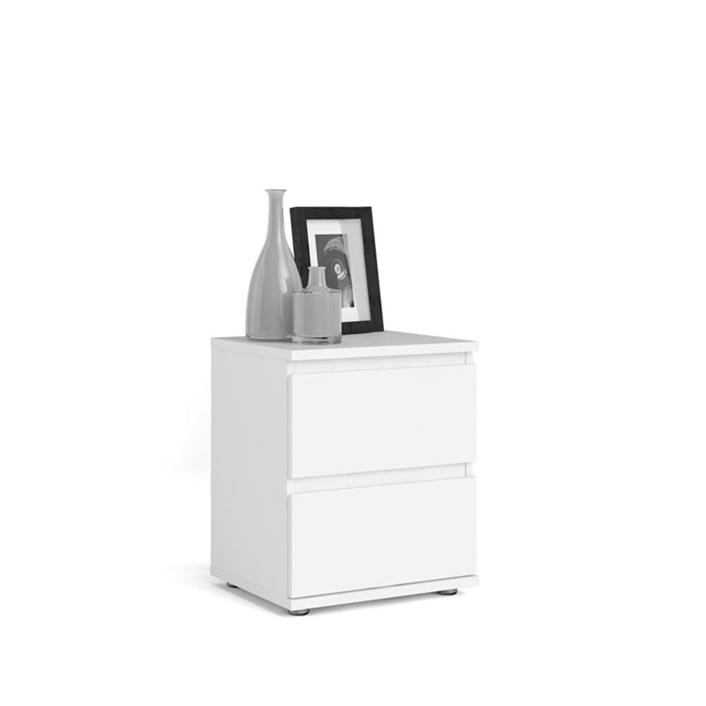 Modern 2-Piece White Bedroom Set with Handle-Free Wood Nightstands - Perfect for Contemporary Home Decor & Small Space Bedrooms